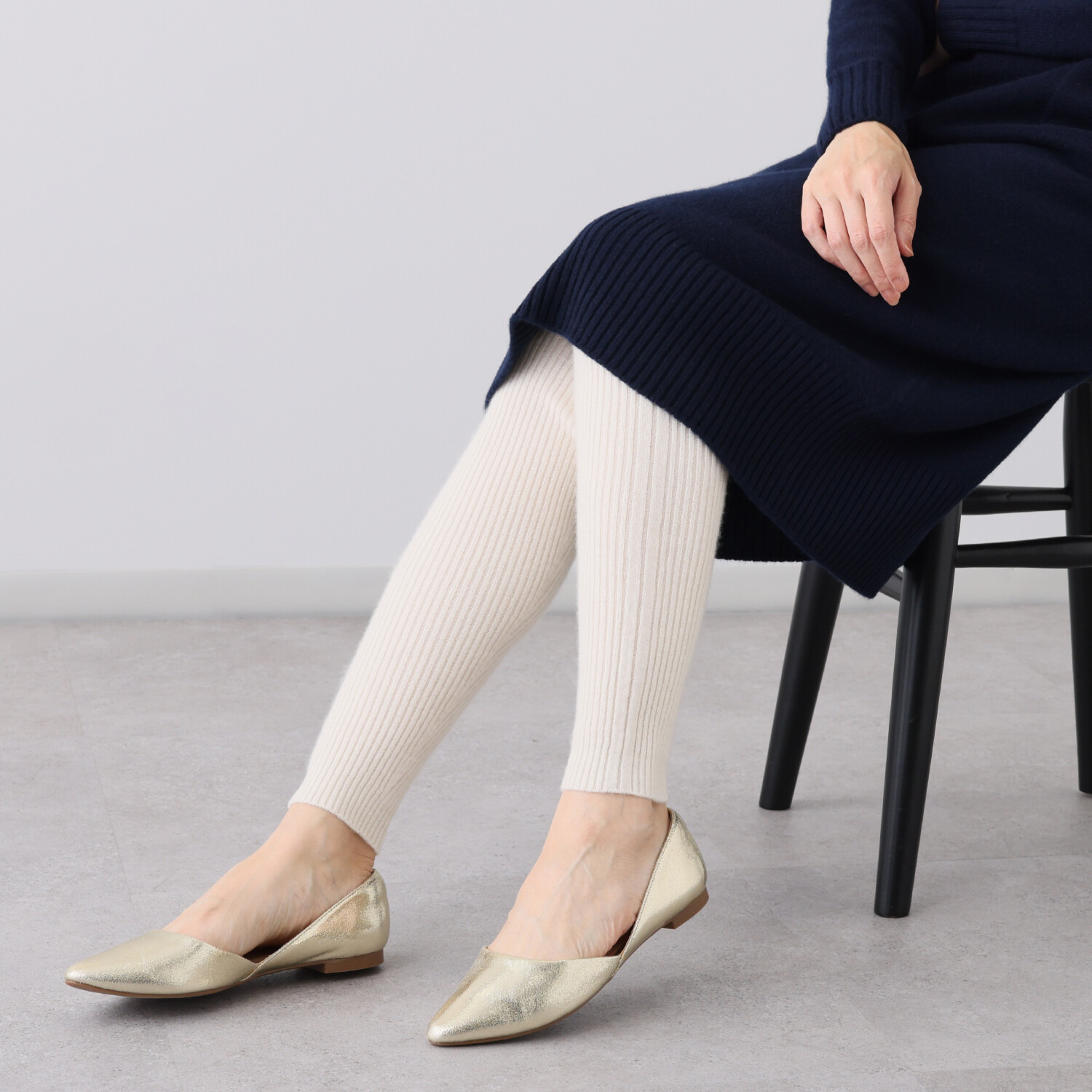 ルーエン　ローズ 日本製 内モンゴル産 カシミヤ１００％ ランダムリブレギンス