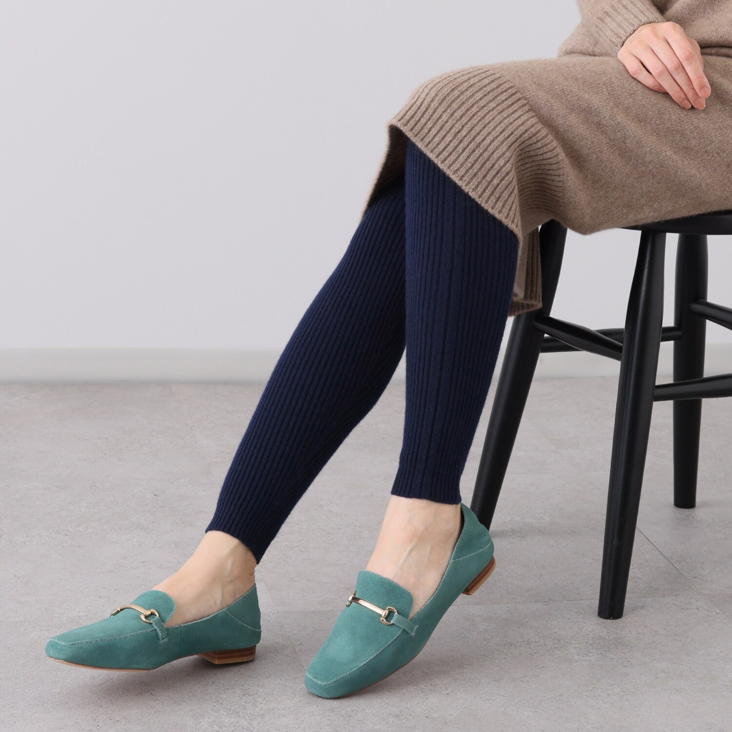 ルーエン　ローズ 日本製 内モンゴル産 カシミヤ１００％ ランダムリブレギンス