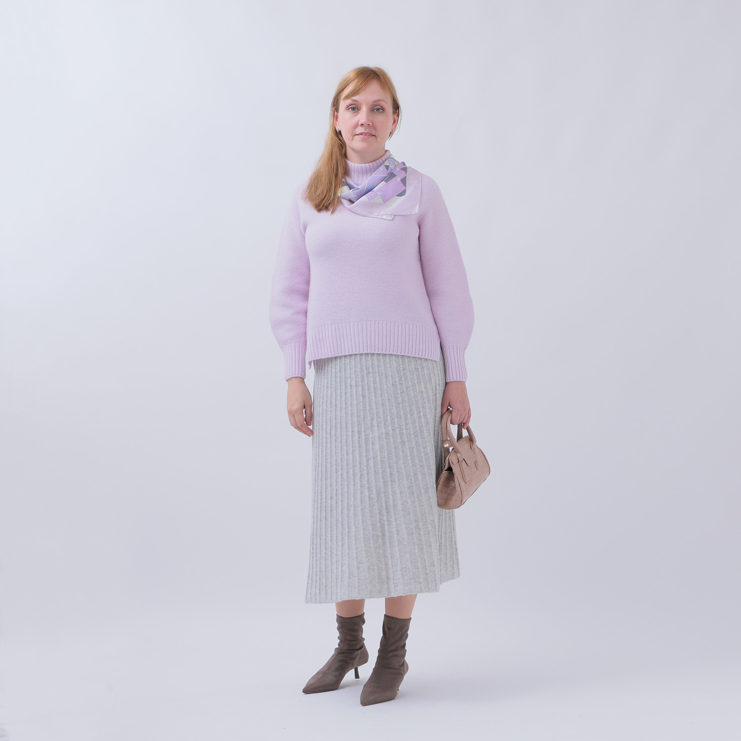 ルーエン　ローズ 日本製 内モンゴル産カシミヤ ワイドリブ　Ａライン プリーツ風スカート