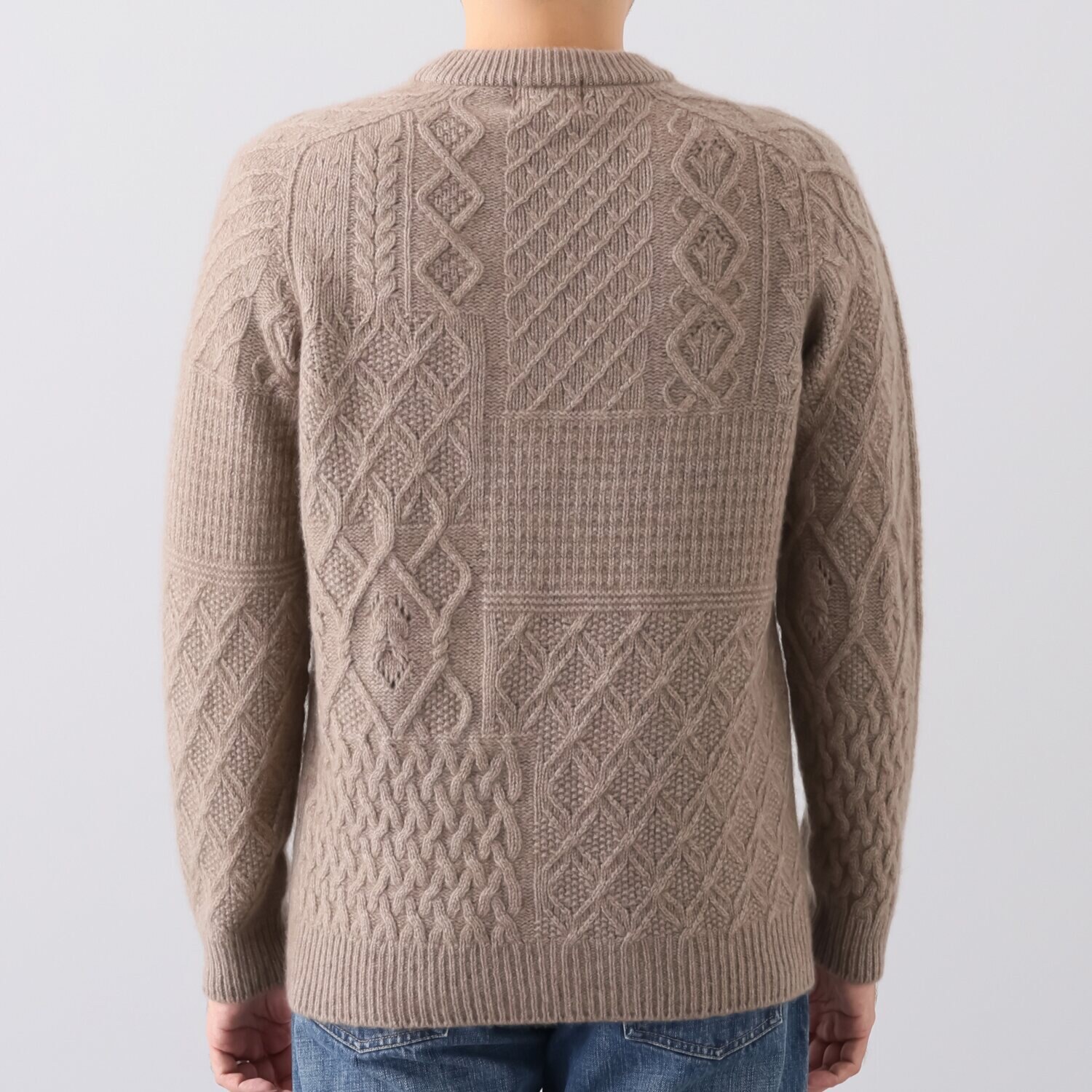 ルーエン　ローズ 日本製　内モンゴル産 カシミヤ１００％ パッチワーク柄 プルオーバー ＜メンズ＞