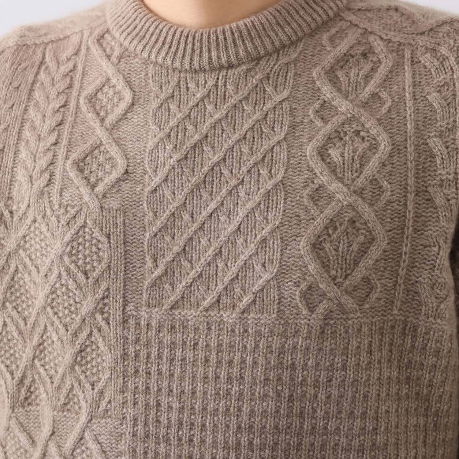 ルーエン　ローズ 日本製　内モンゴル産 カシミヤ１００％ パッチワーク柄 プルオーバー ＜メンズ＞