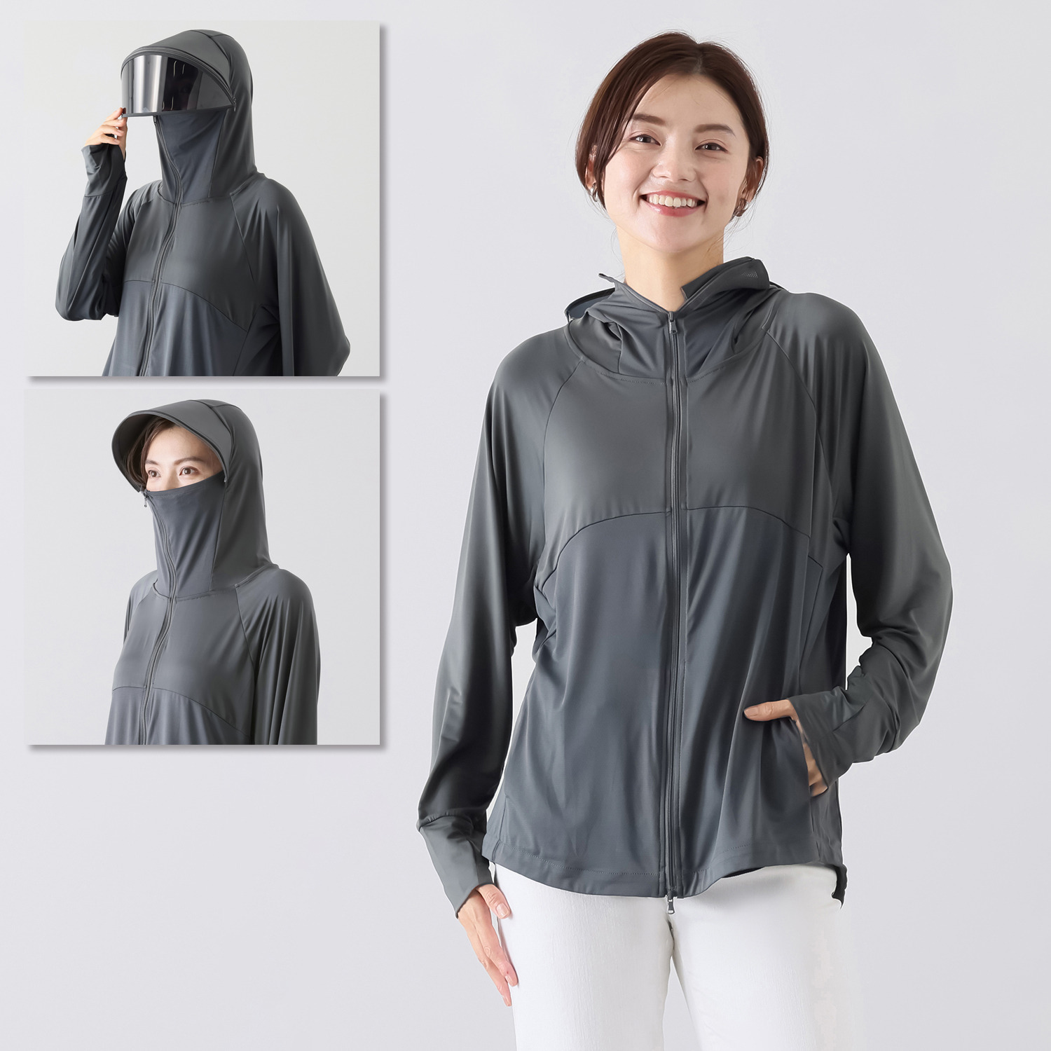 まるっとＵＶ対策 バリバリバリケード パーカー 目元対策シールドパネル付