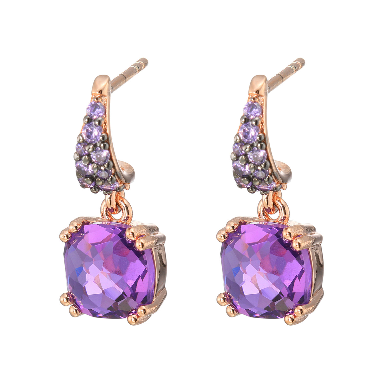 ローザリュール クッションカット クリアカラーストーン スウィングピアス