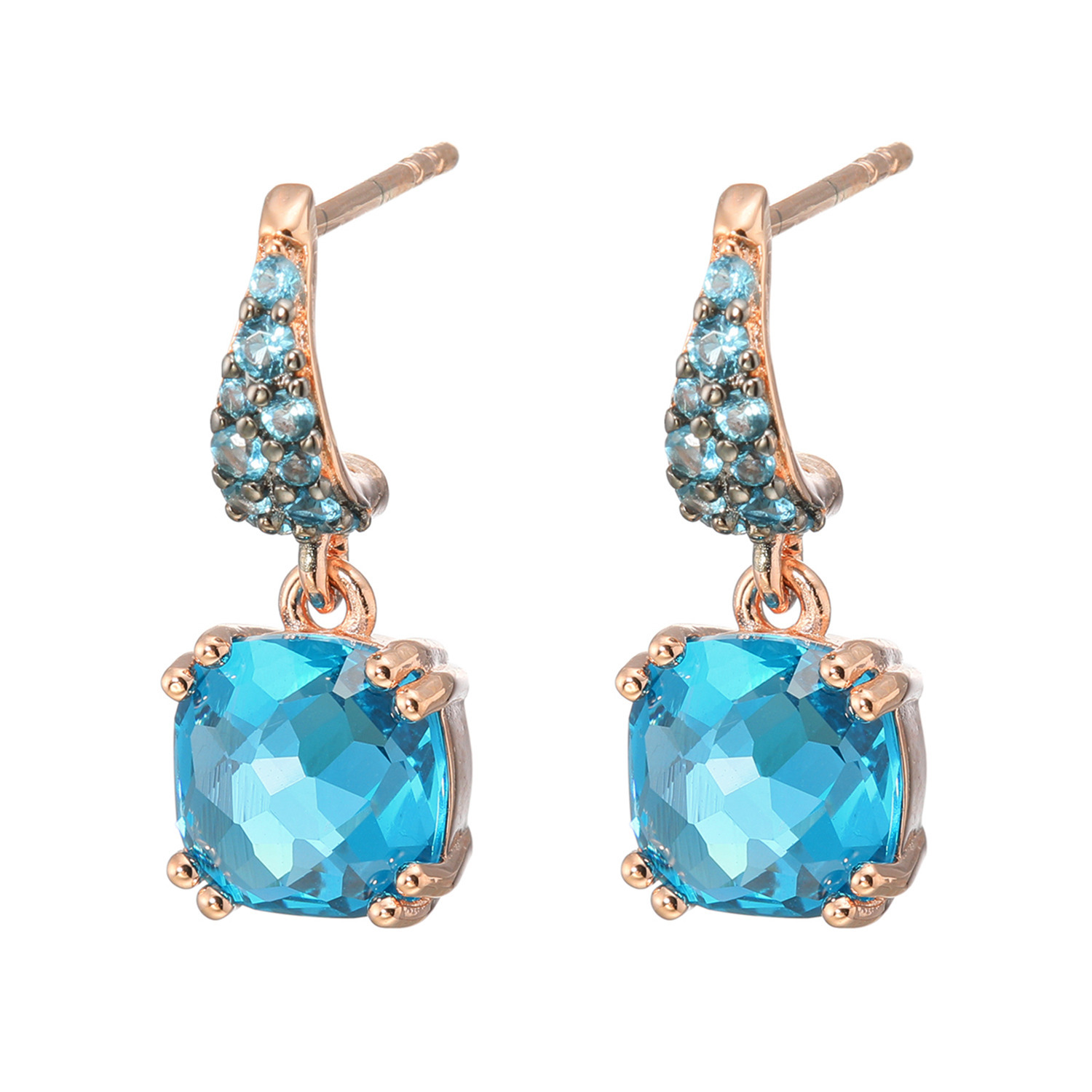 ローザリュール クッションカット クリアカラーストーン スウィングピアス