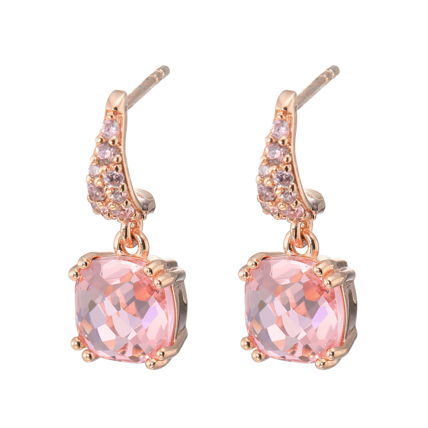 ローザリュール クッションカット クリアカラーストーン スウィングピアス