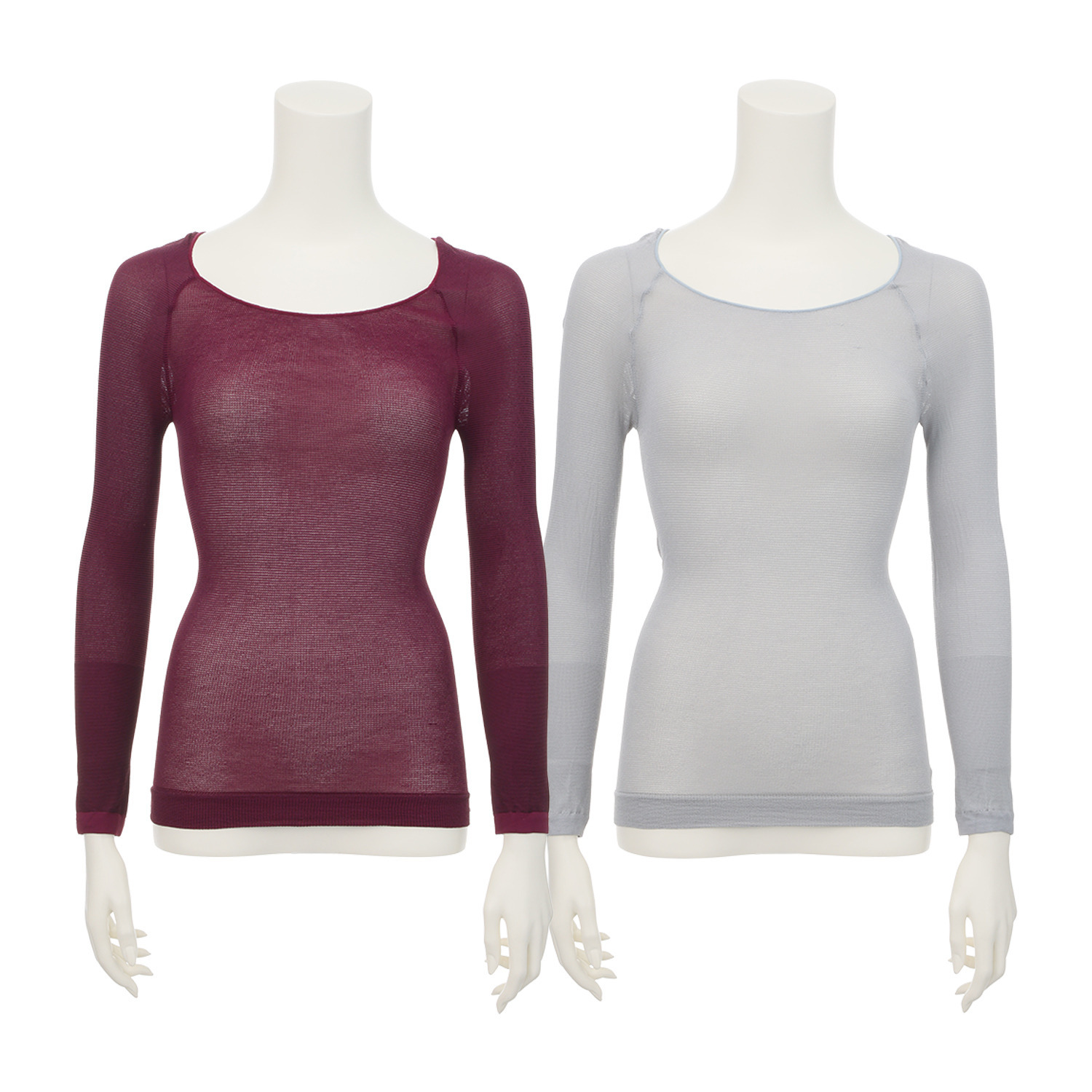 パフィールソフト 日本製 軽くて薄くて暖かい キュプラ混 ラウンドネック 長袖インナー２枚セット