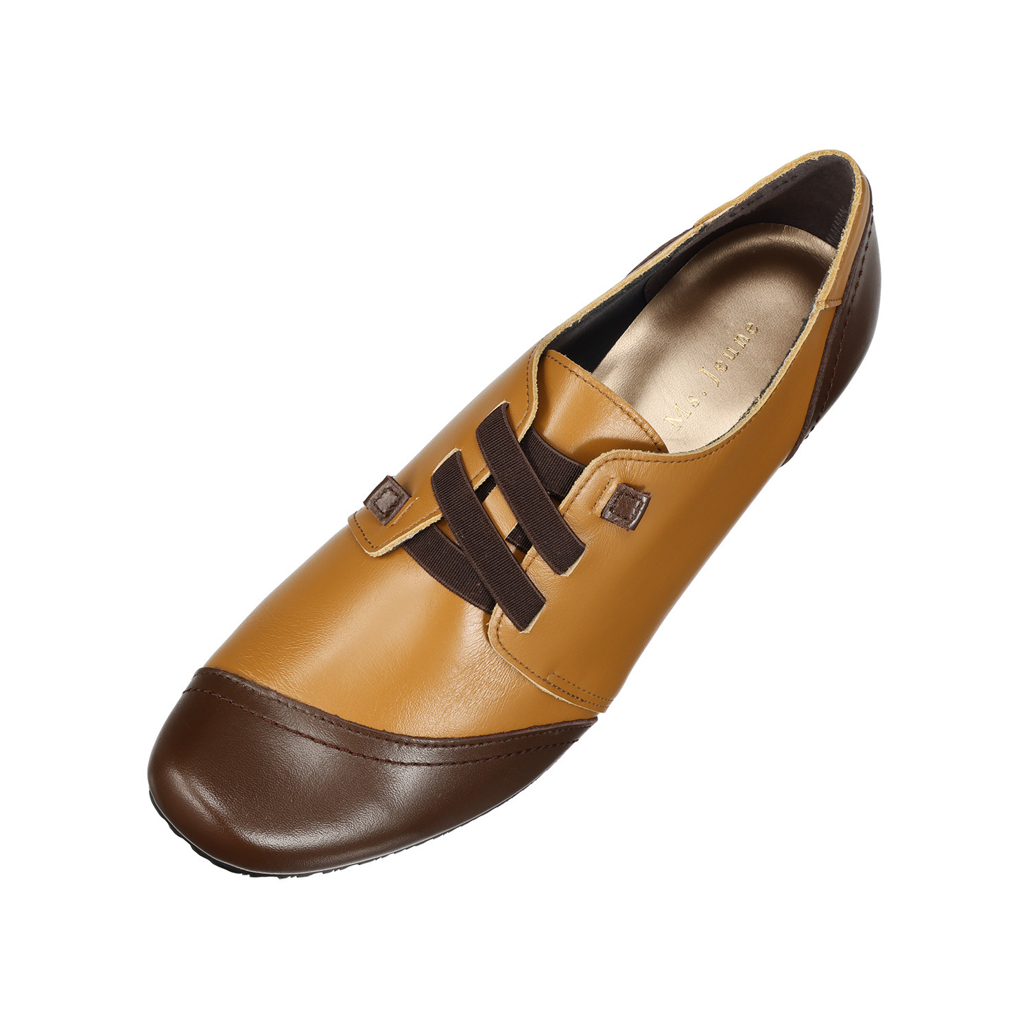 ミズ・ジューヌ 牛革 バイカラー ウェッジソールスリッポン