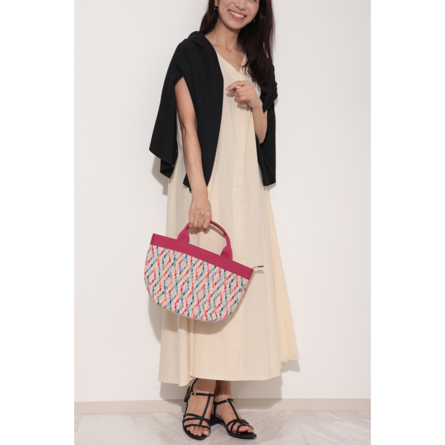 ラルジュ 天ファスナー ジャガード トートバッグ