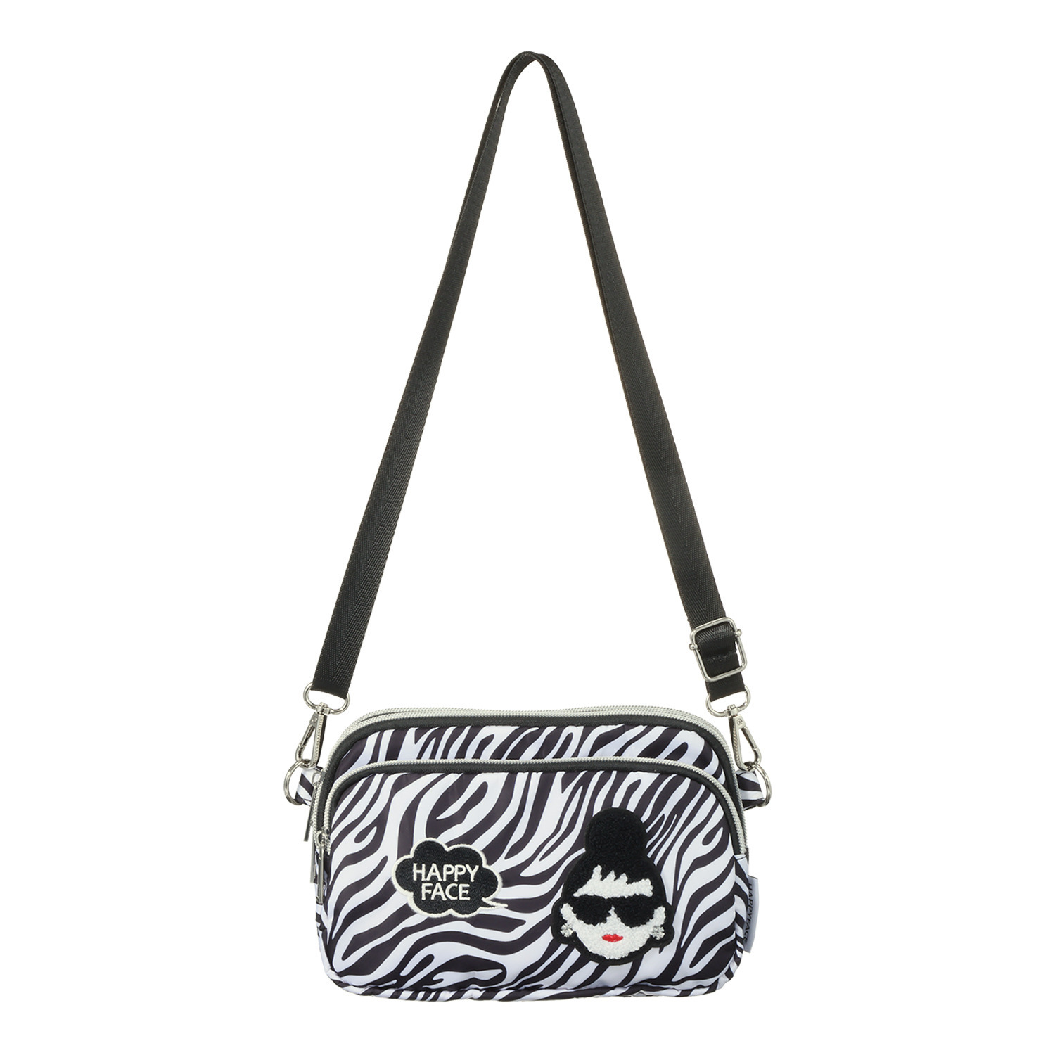 ハッピーフェイス はっ水 レディーエマ 相良刺しゅう ３室ショルダーバッグ 