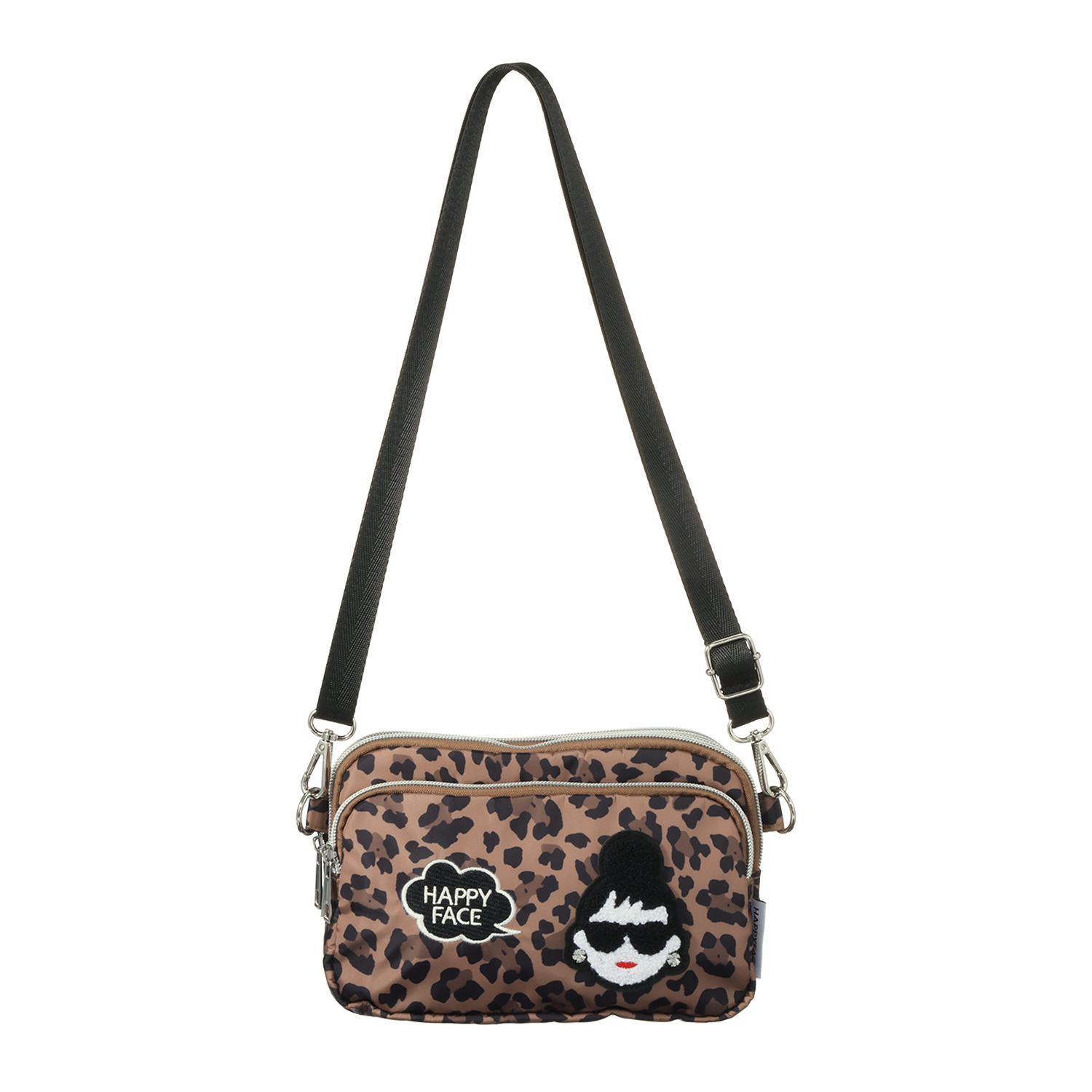 ハッピーフェイス はっ水 レディーエマ 相良刺しゅう ３室ショルダーバッグ 