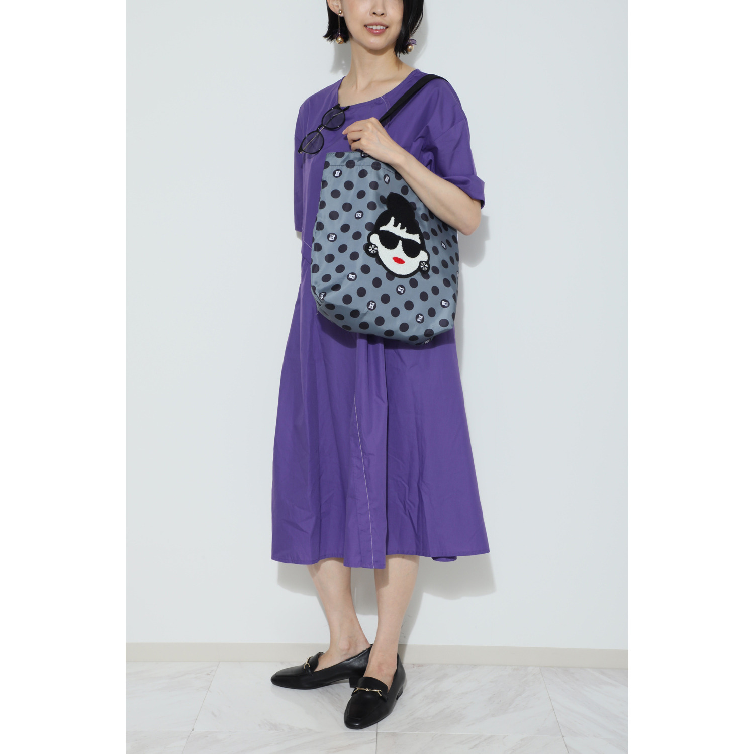 ＜フェイス＞ はっ水 ハッピーフェイス レディーエマ 相良刺しゅう トートバッグ 