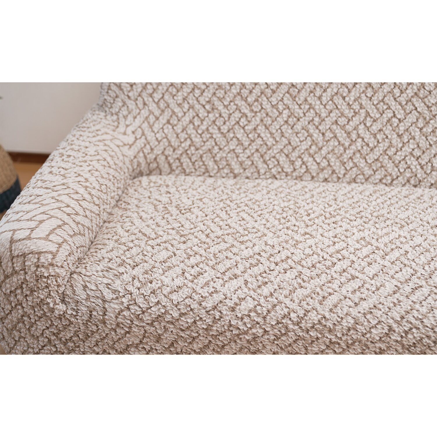 イタリア製 縦・横・ななめに伸びて ぴったりフィット シャーリングソファカバー 肘付きタイプ ＜２人掛け＞