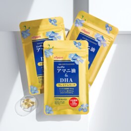 ニップン オメガ３たっぷり！ アマニ油配合サプリメント “アマニ油＆ＤＨＡ 　プレミアムリッチ” ３袋セット