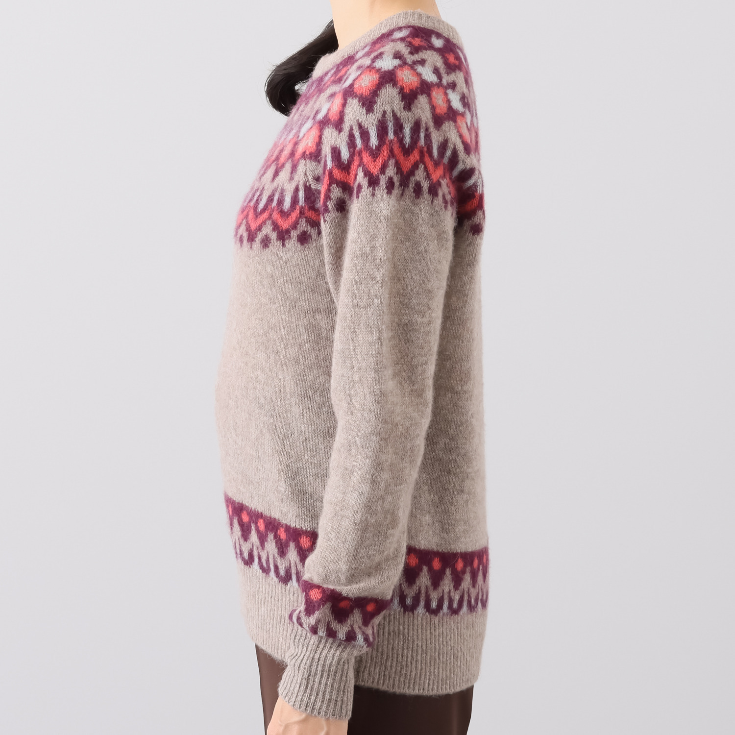 ソアージュ ロイヤルベビーアルパカ１００％ ジャガードニット 配色ノルディック柄 セーター