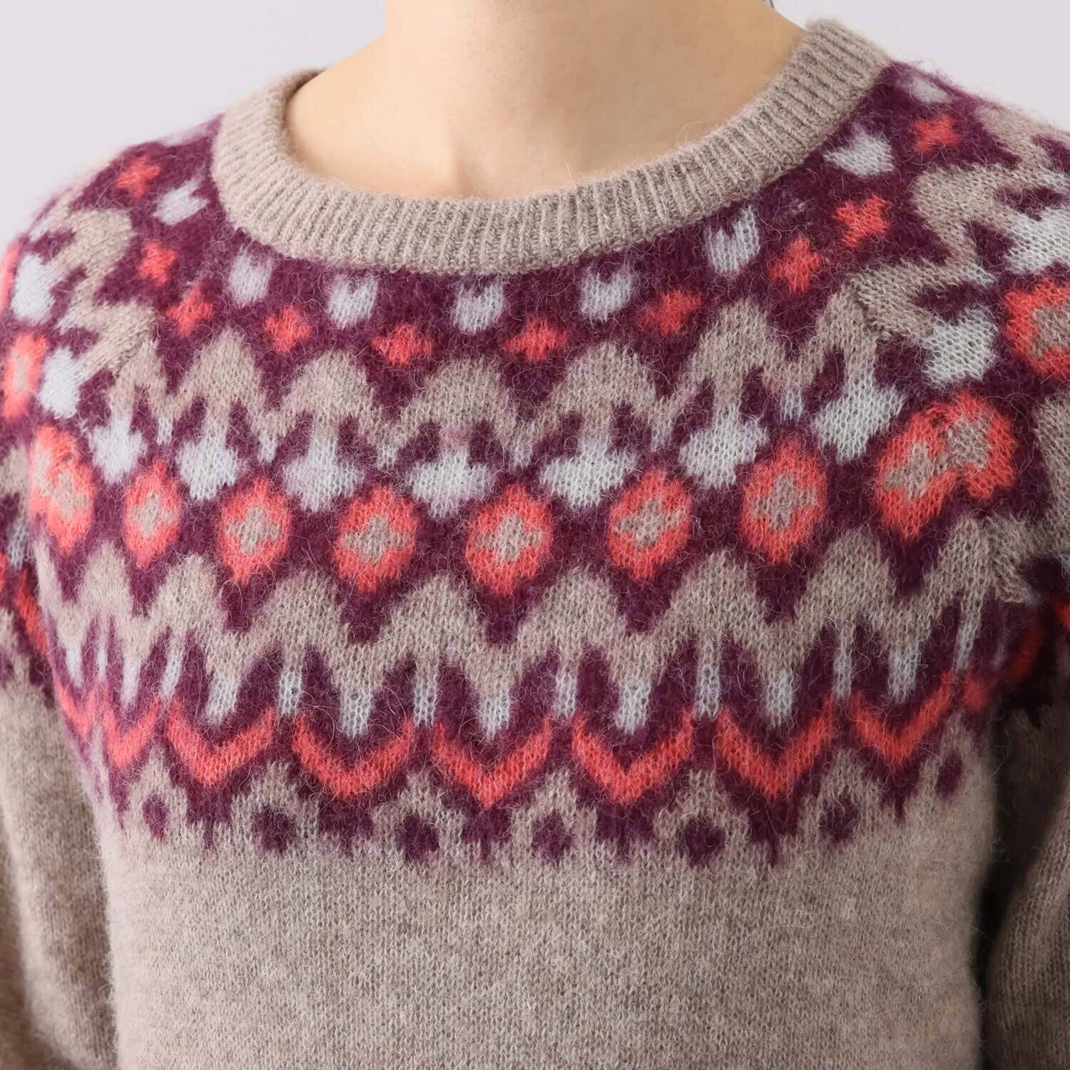 ソアージュ ロイヤルベビーアルパカ１００％ ジャガードニット 配色ノルディック柄 セーター