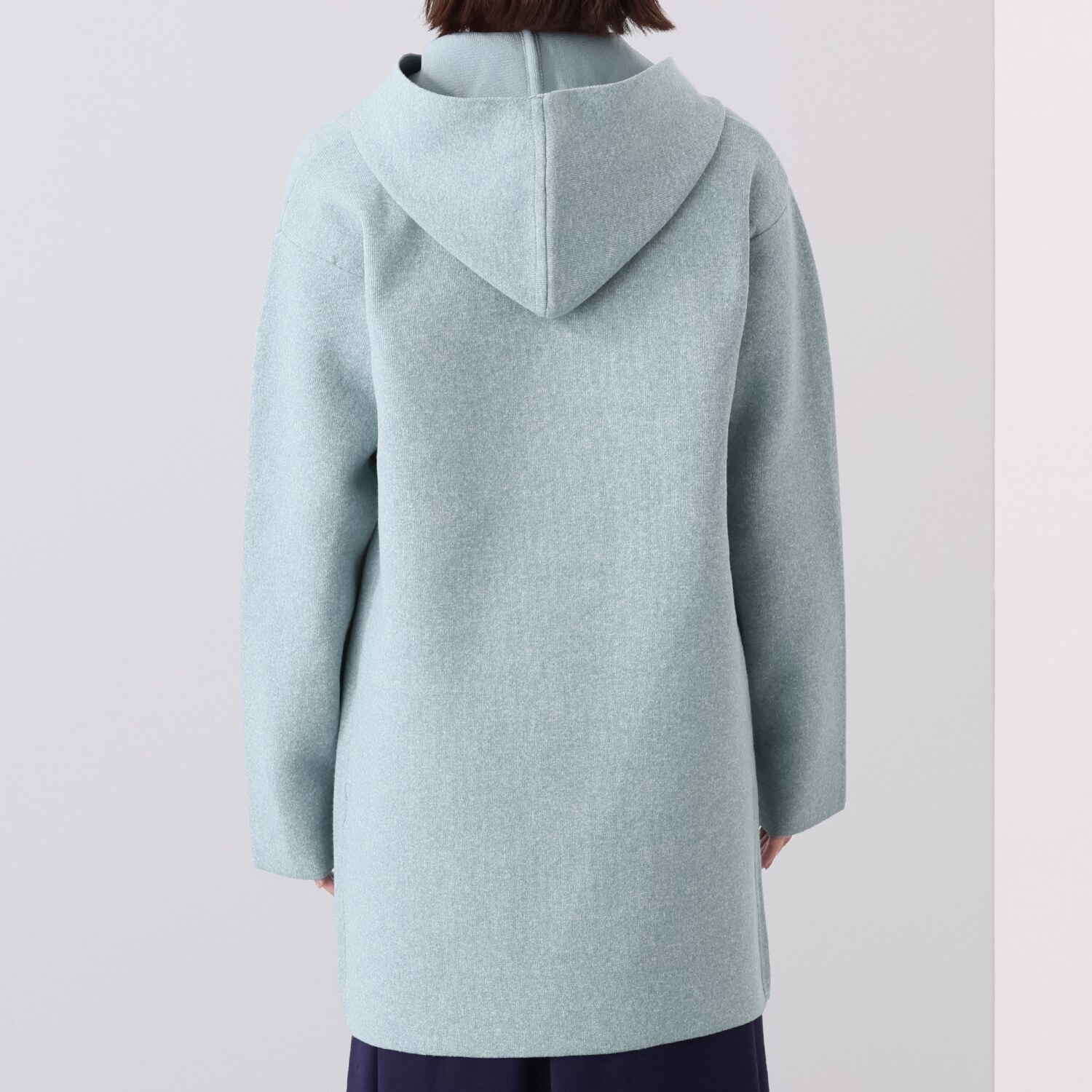 ルクオーレ フード付 ダブルフェイス ニットコーディガン