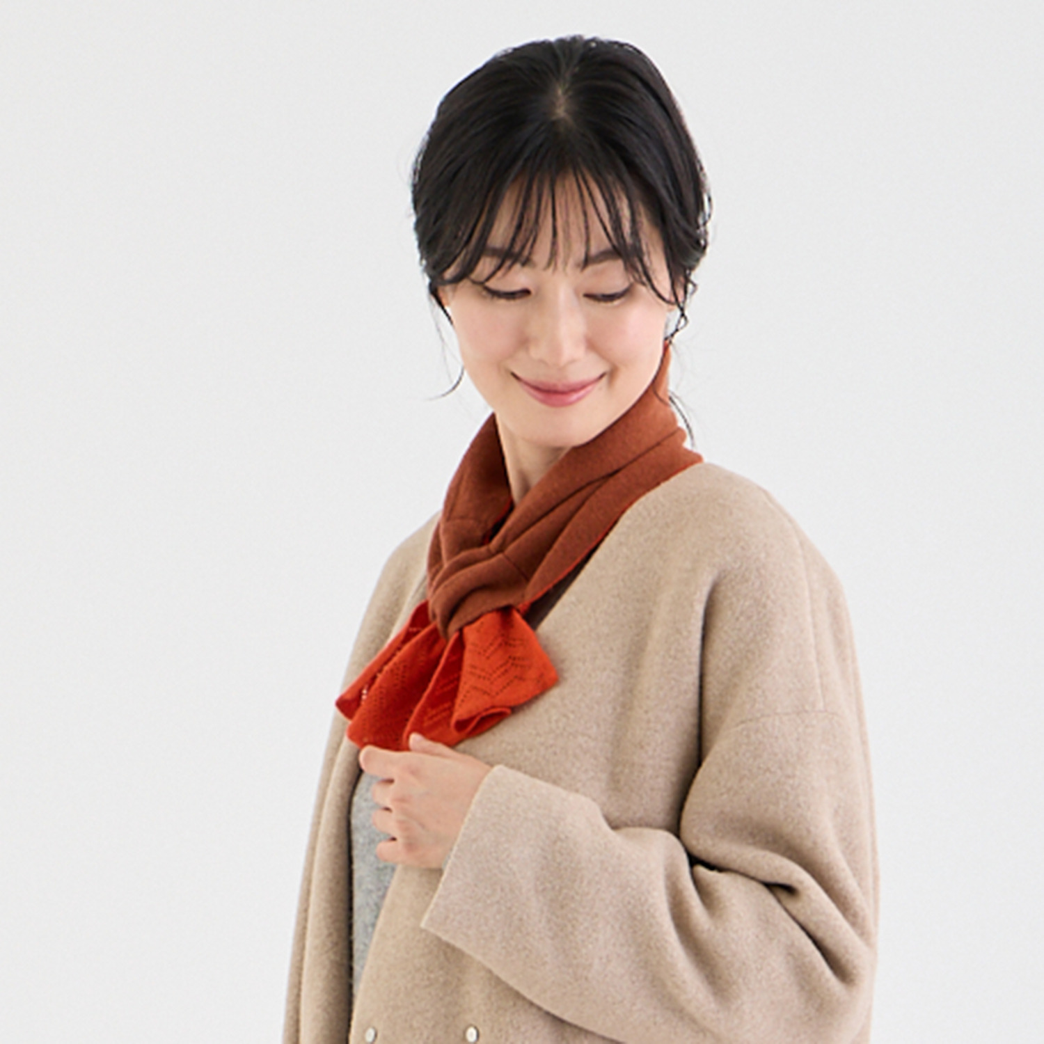 ルナルーチェ 内モンゴル産 カシミヤ１００％ レーシーニット リバーシブルマフラー