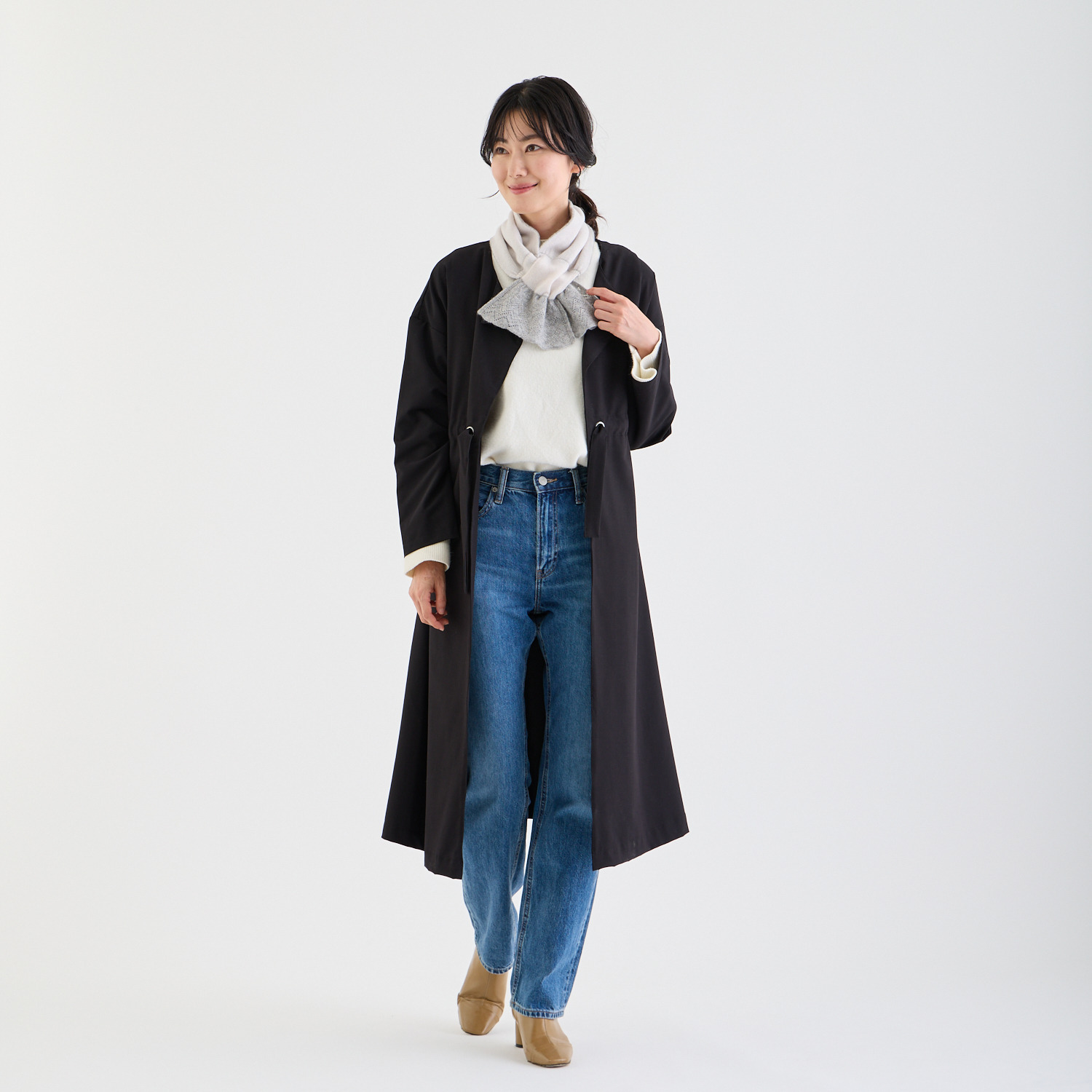 ルナルーチェ 内モンゴル産 カシミヤ１００％ レーシーニット リバーシブルマフラー