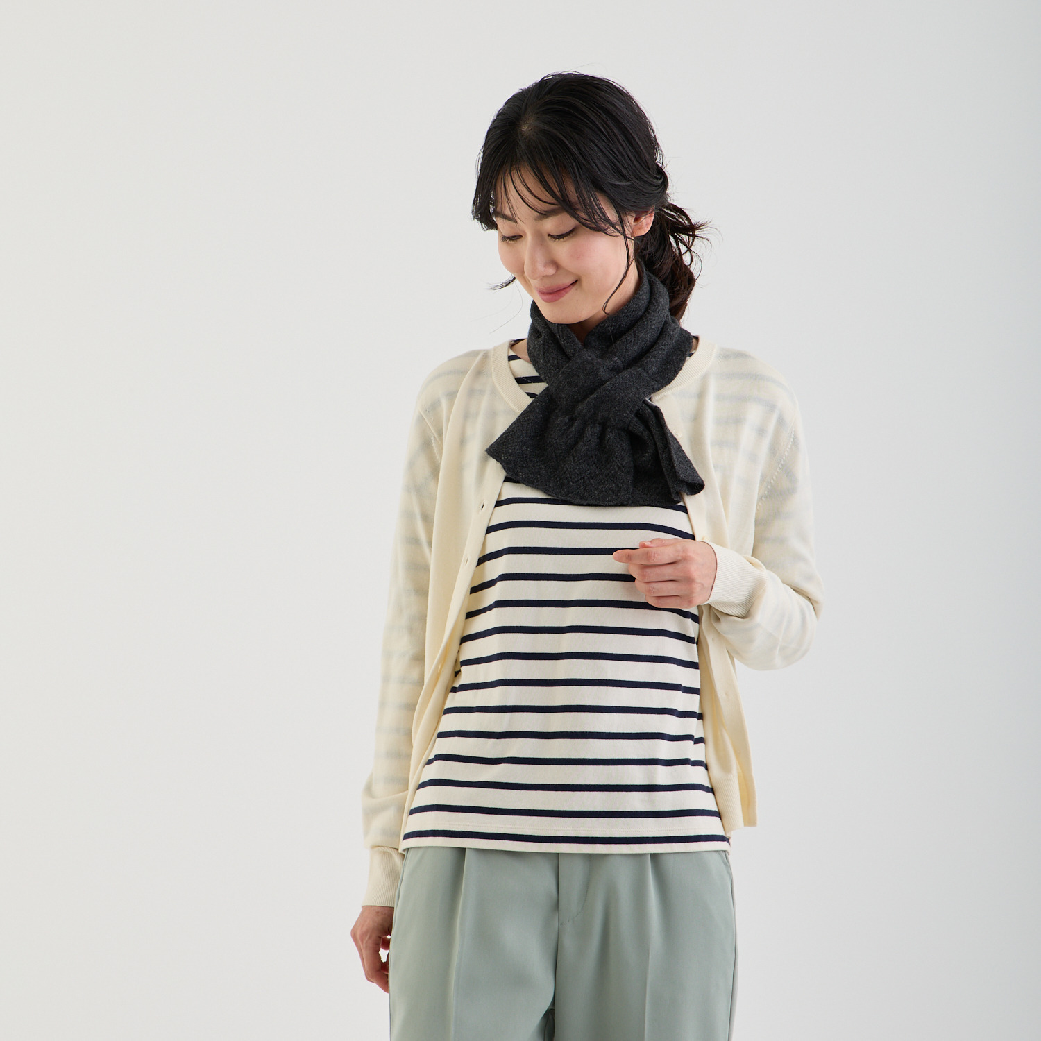 ルナルーチェ 内モンゴル産 カシミヤ１００％ レーシーニット リバーシブルマフラー