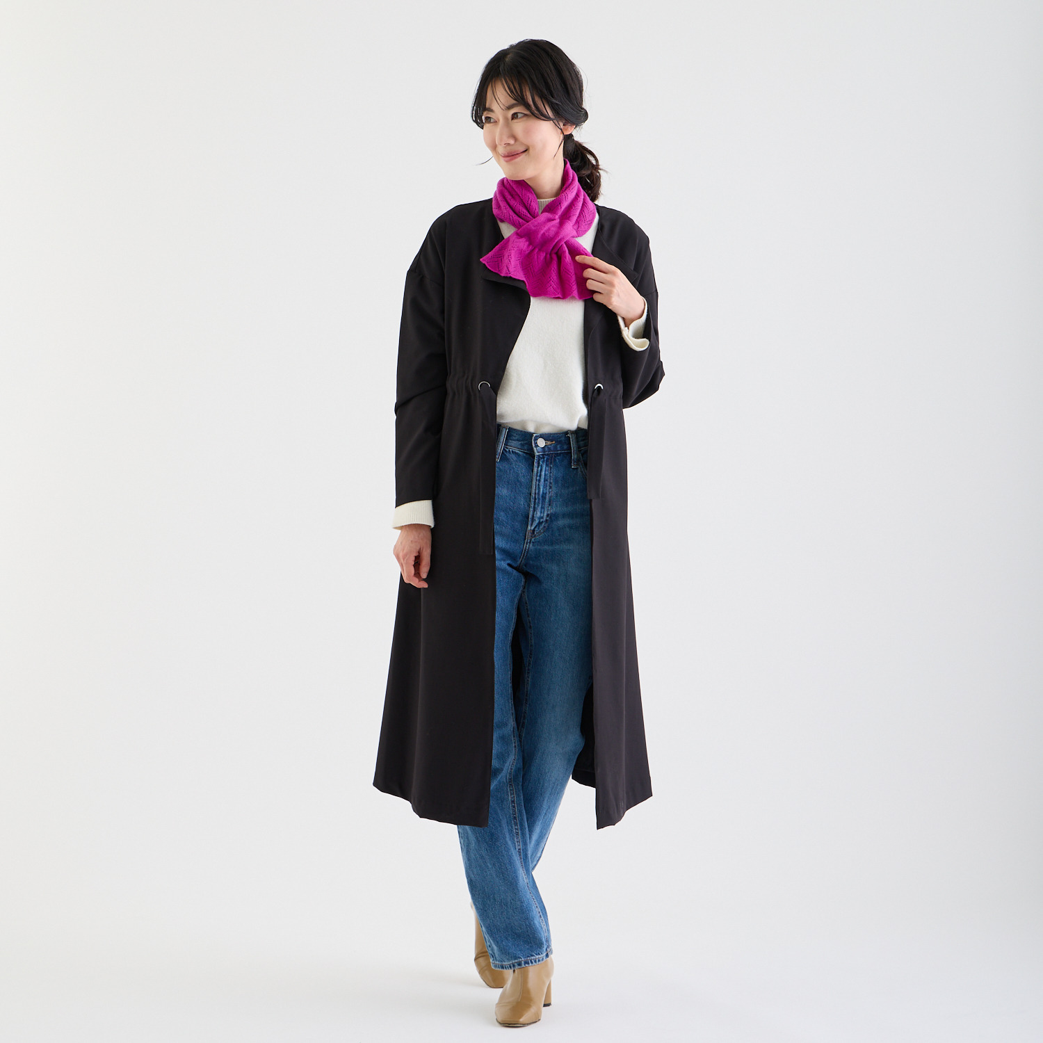 ルナルーチェ 内モンゴル産 カシミヤ１００％ レーシーニット リバーシブルマフラー