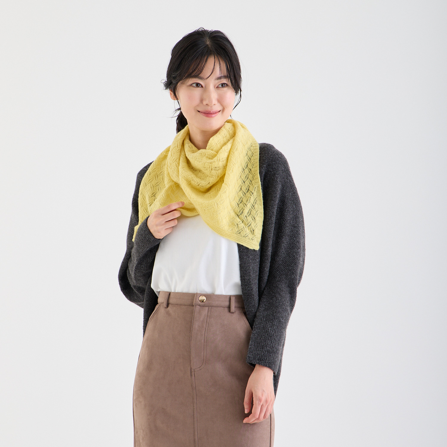 ルナルーチェ 内モンゴル産 カシミヤ１００％ レーシーニット スヌード