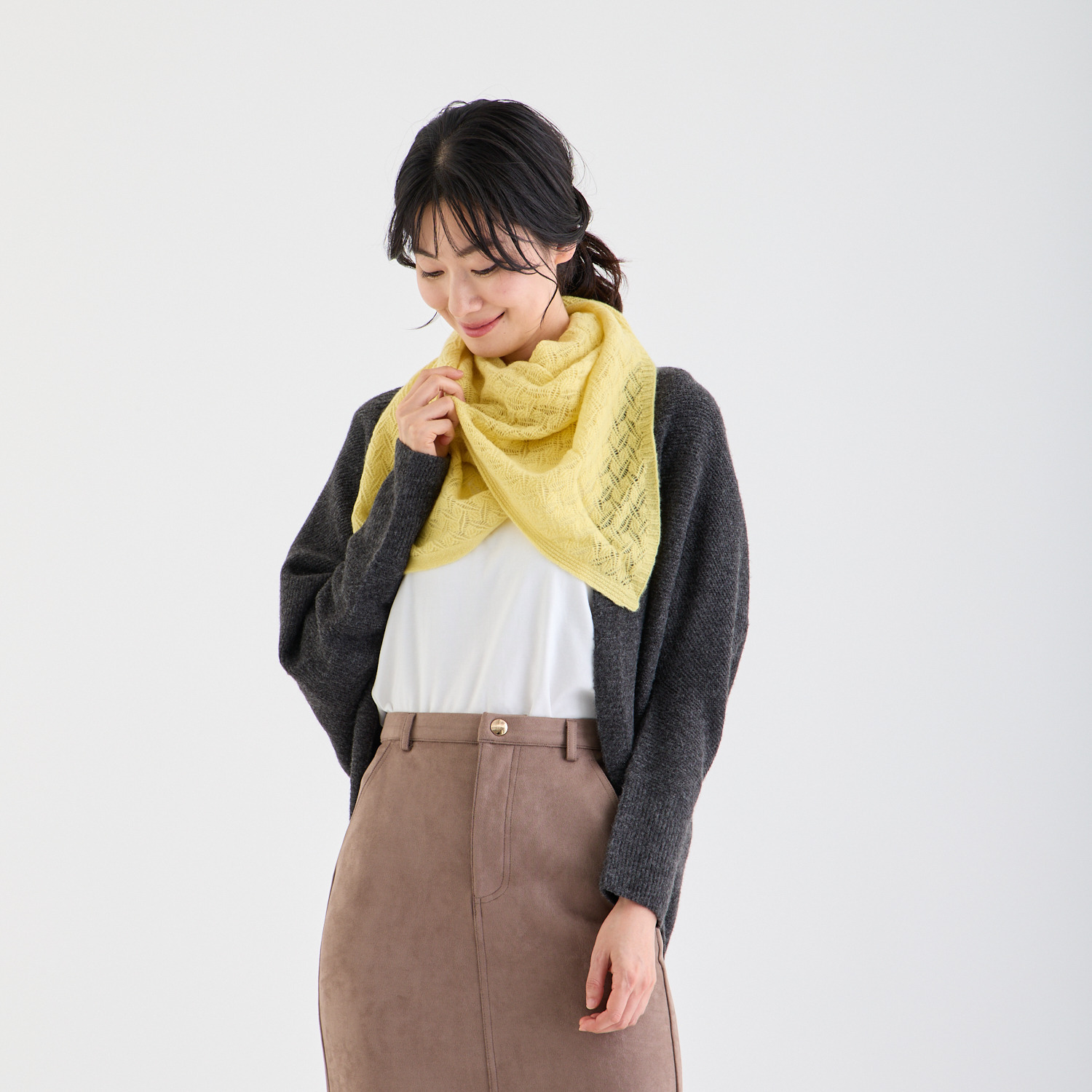 ルナルーチェ 内モンゴル産 カシミヤ１００％ レーシーニット スヌード