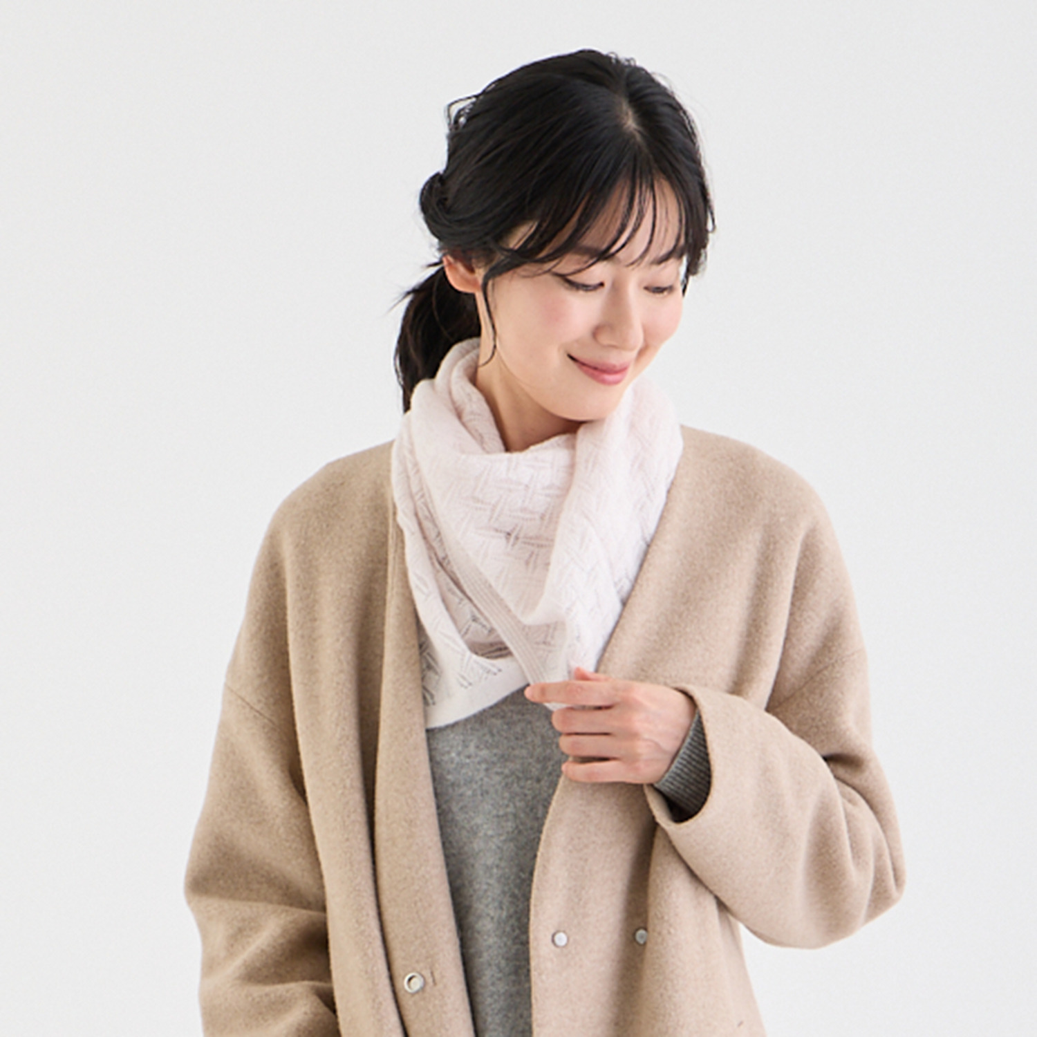 ルナルーチェ 内モンゴル産 カシミヤ１００％ レーシーニット スヌード