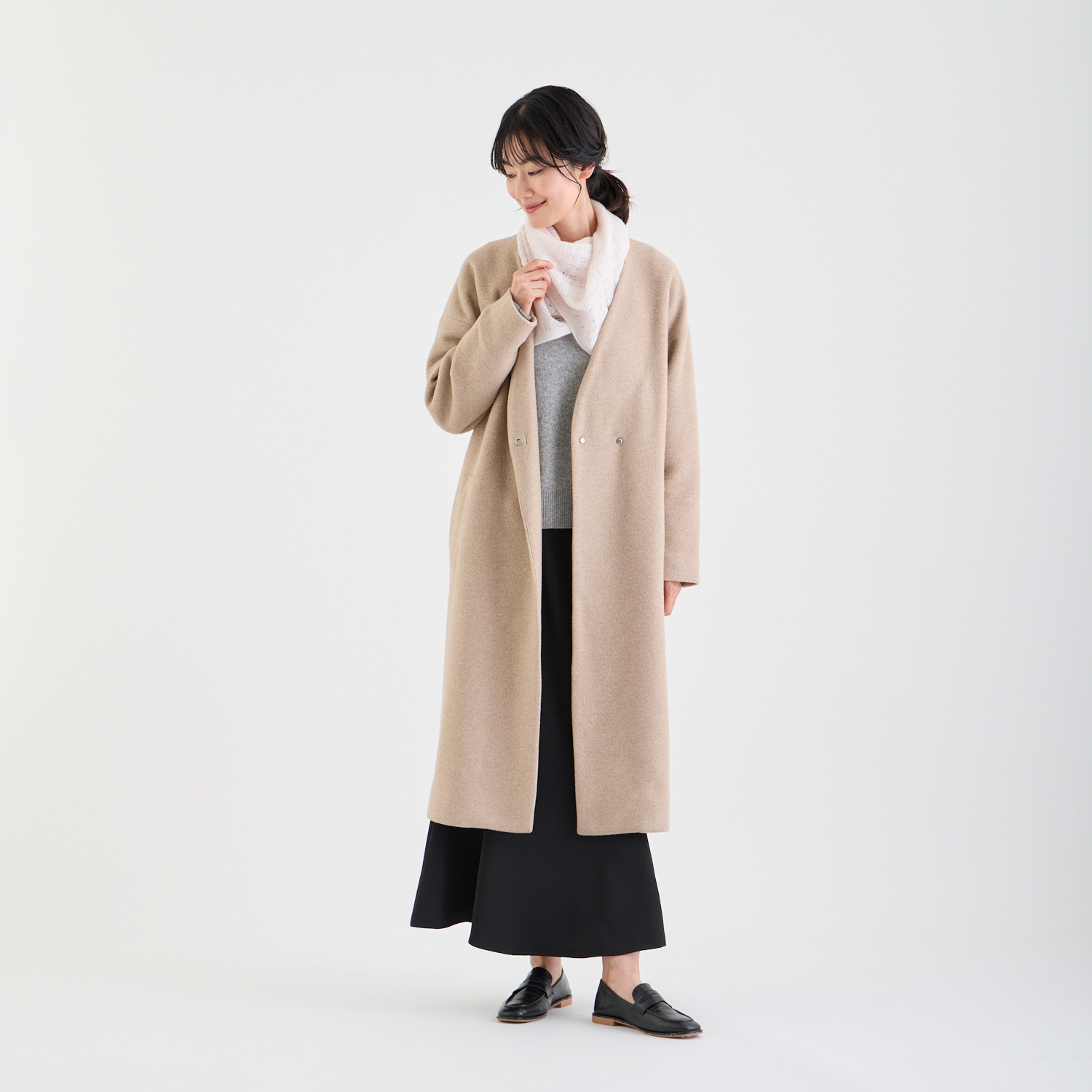 ルナルーチェ 内モンゴル産 カシミヤ１００％ レーシーニット スヌード