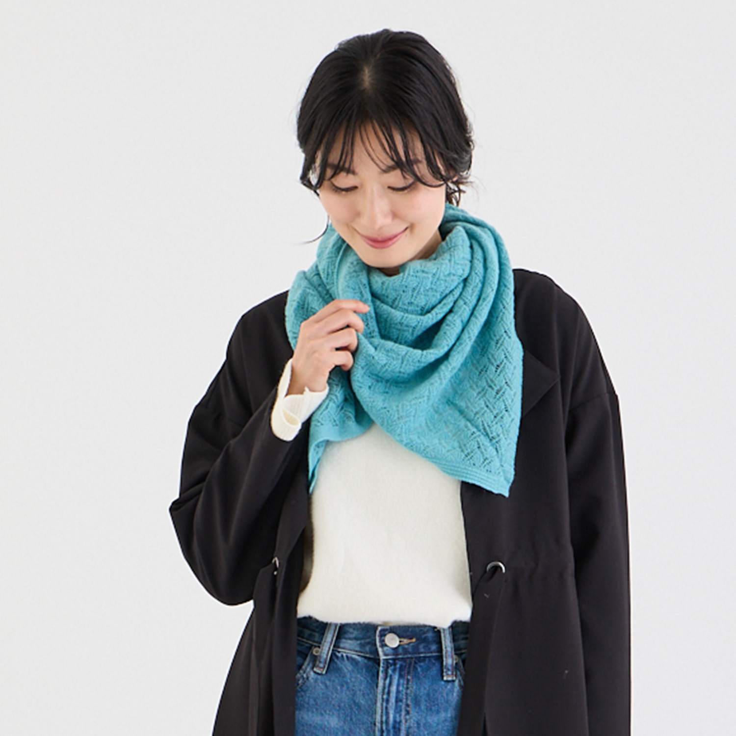 ルナルーチェ 内モンゴル産 カシミヤ１００％ レーシーニット スヌード