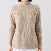 ネイチャーズ 無染色カシミヤ ケーブル編 ボトルネックプルオーバー