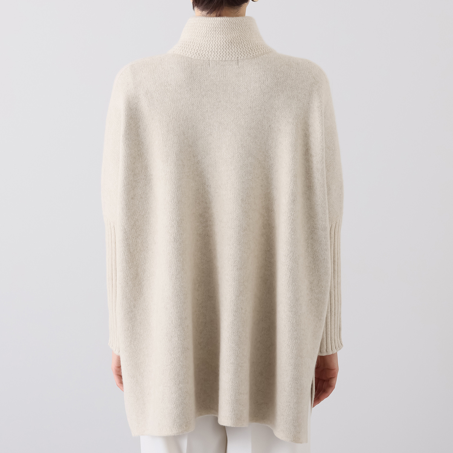 ネイチャーズ 無染色カシミヤ ダブルフェイス ポンチョ風コート