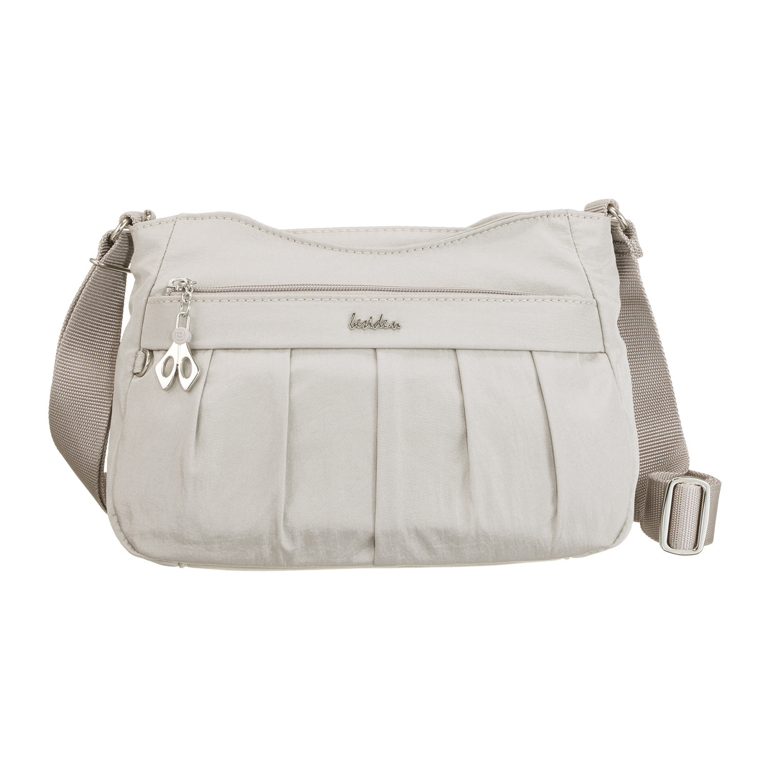 ビサイユ はっ水 “タック＆プリーツ” コロンと可愛い あおりポケット付 ショルダーバッグ