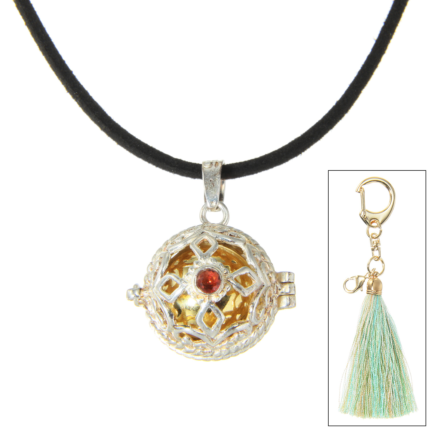 ガムランボール コードネックレス＆ キーホルダー付 ペンダントトップ ＜奇跡の大金満＞ 〜金財・健康・良縁結び〜