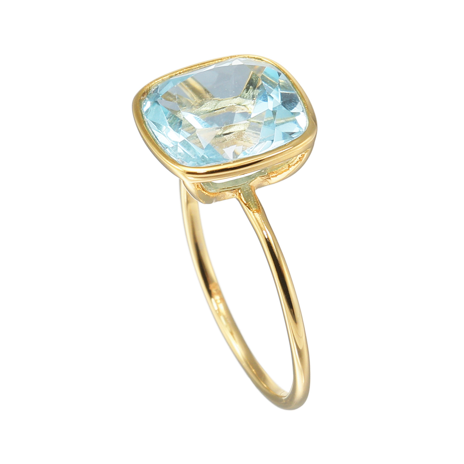 インプレスミー シルバー ブルートパーズ クッションカット シンプルソリティアリング