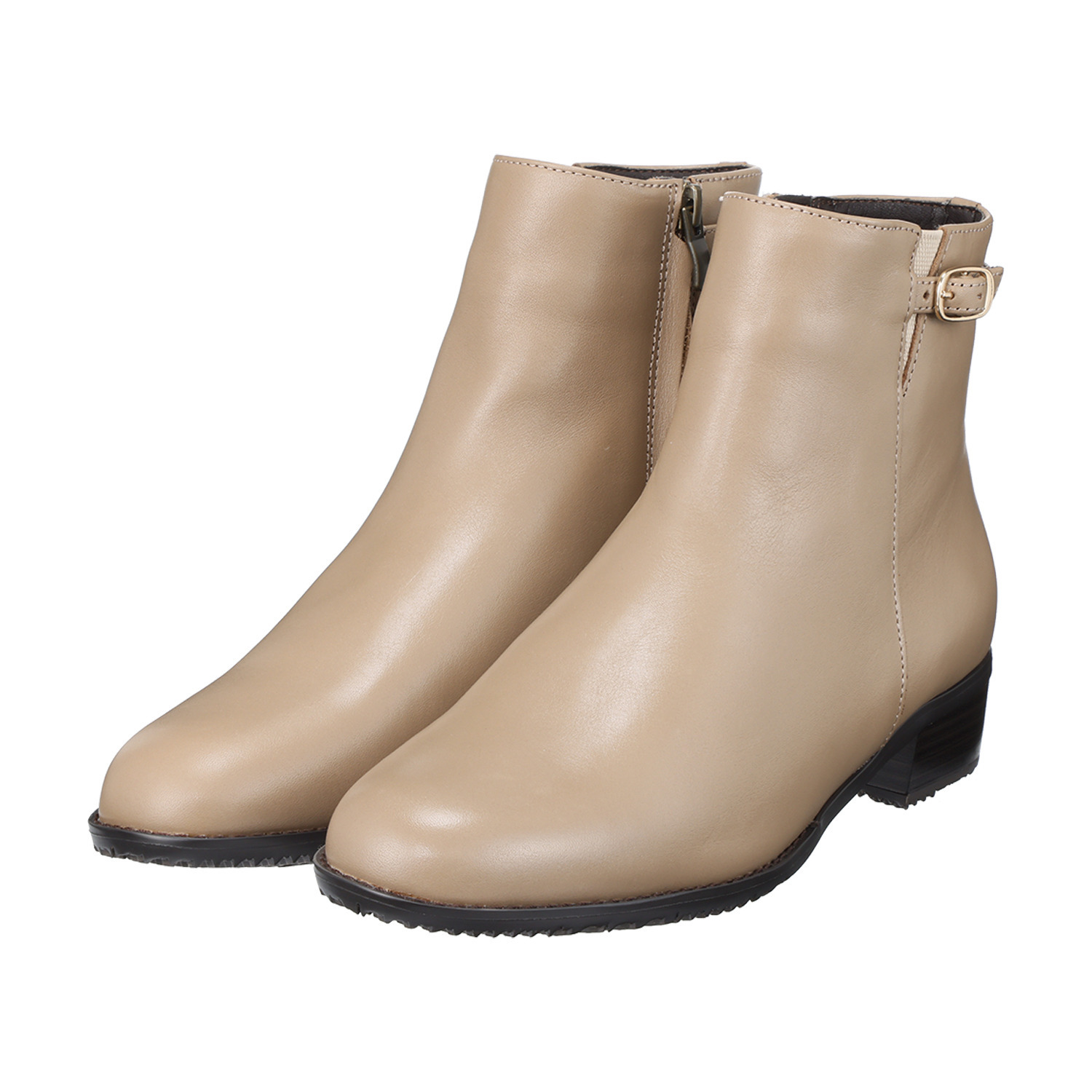 セナムーン ソフト牛革 インナーボア ベルト付ショートブーツ