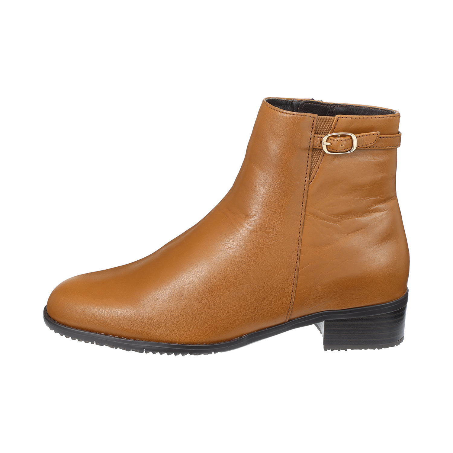 セナムーン ソフト牛革 インナーボア ベルト付ショートブーツ