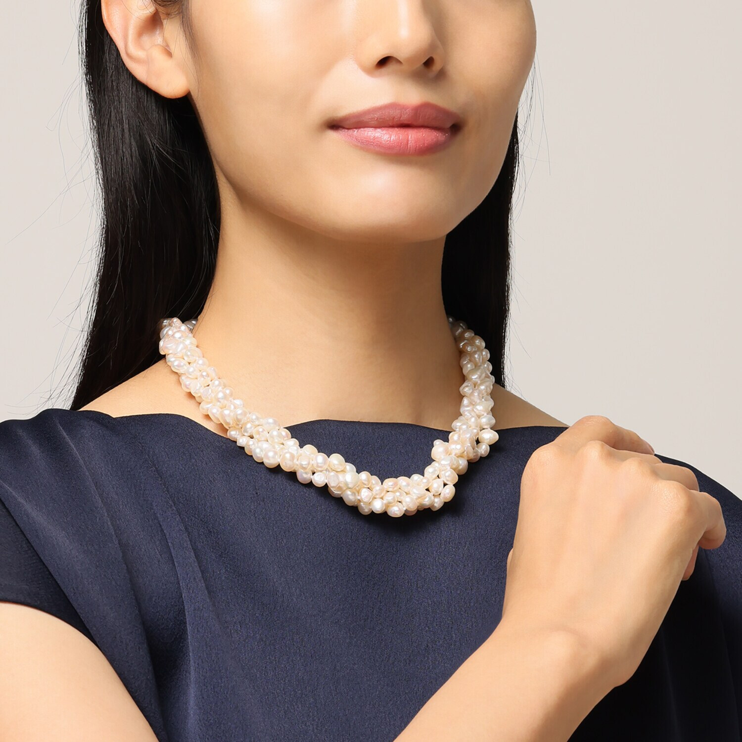 ペレフェリーク 淡水バロックパール アレンジ金具付 ボリューム ロングネックレス