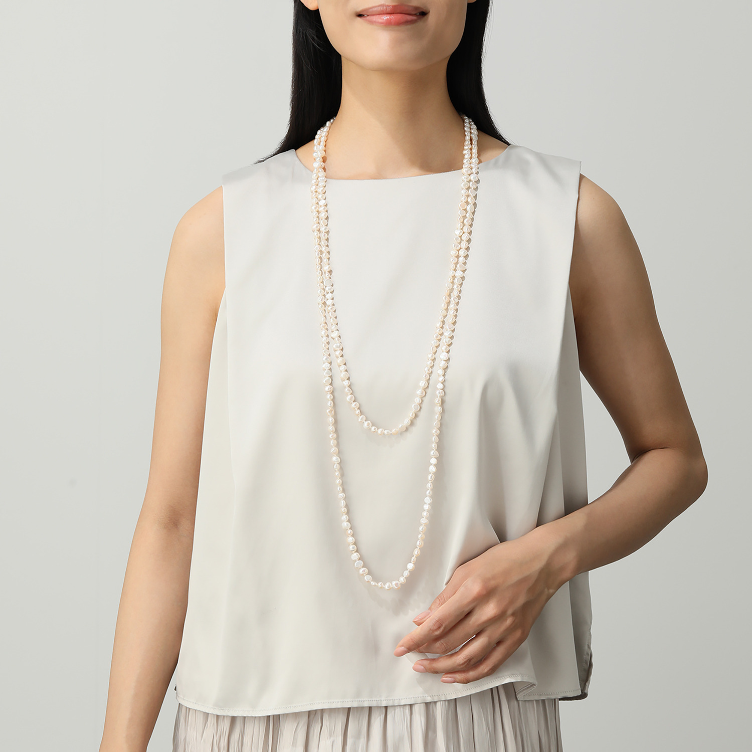 ペレフェリーク 淡水バロックパール アレンジ金具付 ボリューム ロングネックレス