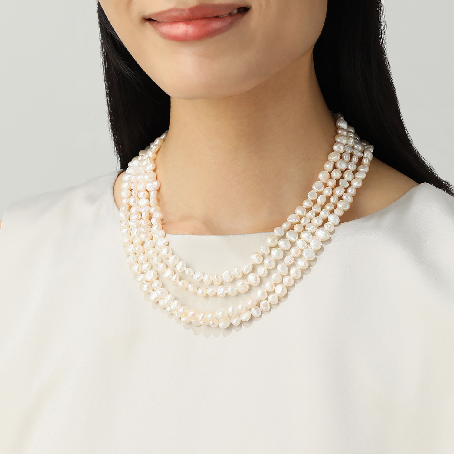 ペレフェリーク 淡水バロックパール アレンジ金具付 ボリューム ロングネックレス