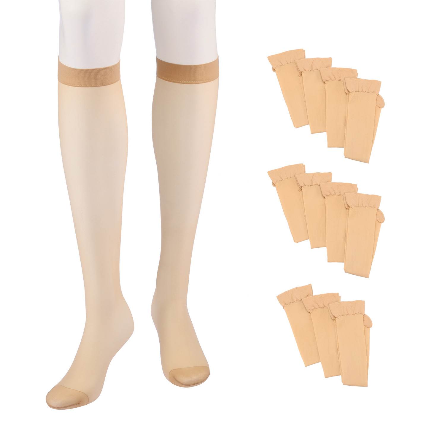 福助 抗菌防臭 引き締めて伝線しにくい ショートストッキング 同色１２足セット