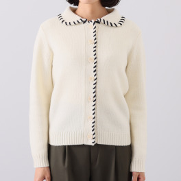 モカサン　ジュンコシマダ ステッチデザイン ニット ジャケットカーディガン