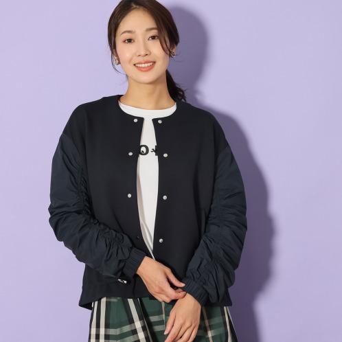 ＜ショップチャンネル＞ アンリック オー ブルー エアリーダンボール 異素材切替 袖コンシャスブルゾン