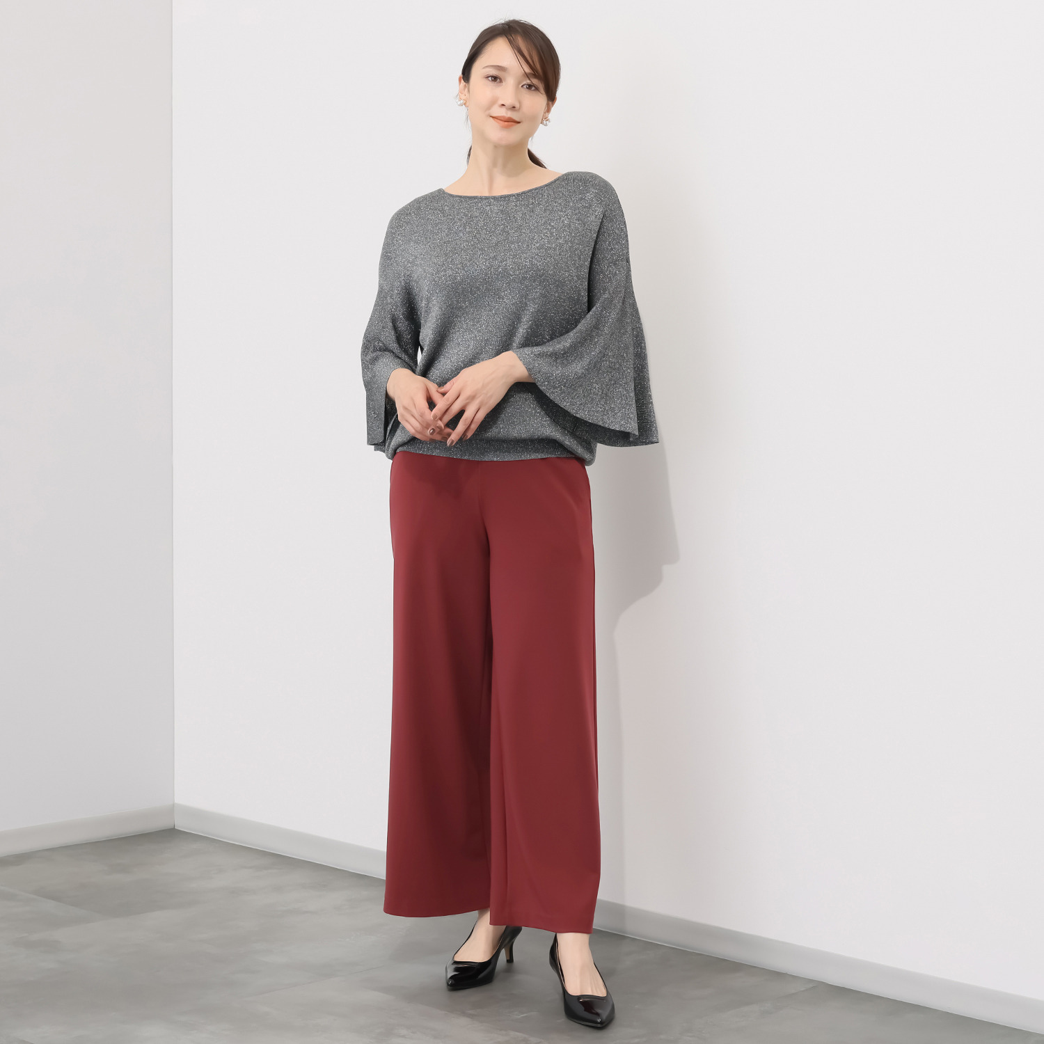 上質ごこち 極上のエレガントドレープ ワイドパンツ ＜股下６６ｃｍ＞