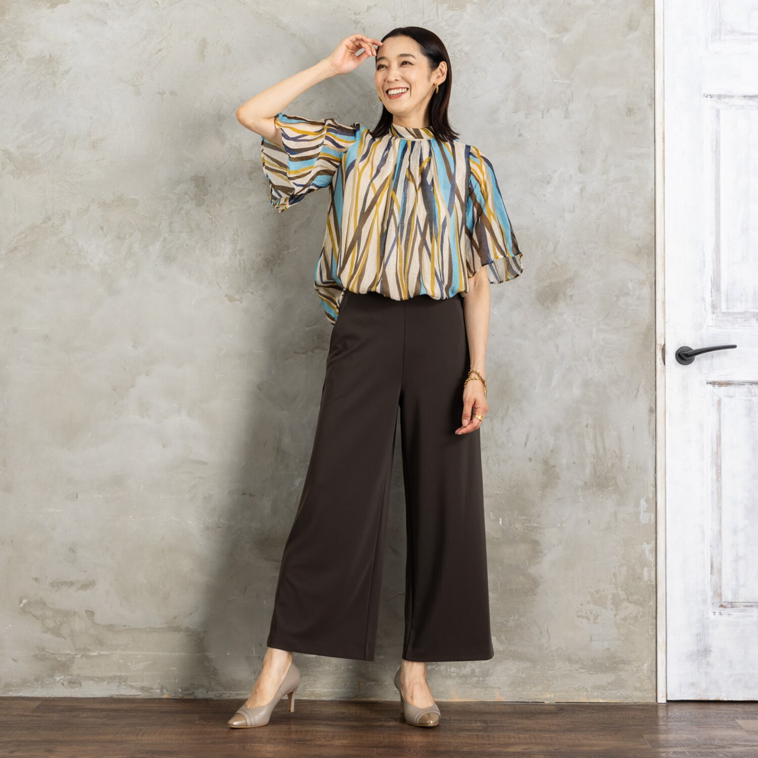 上質ごこち 極上のエレガントドレープ ワイドパンツ ＜股下６６ｃｍ＞