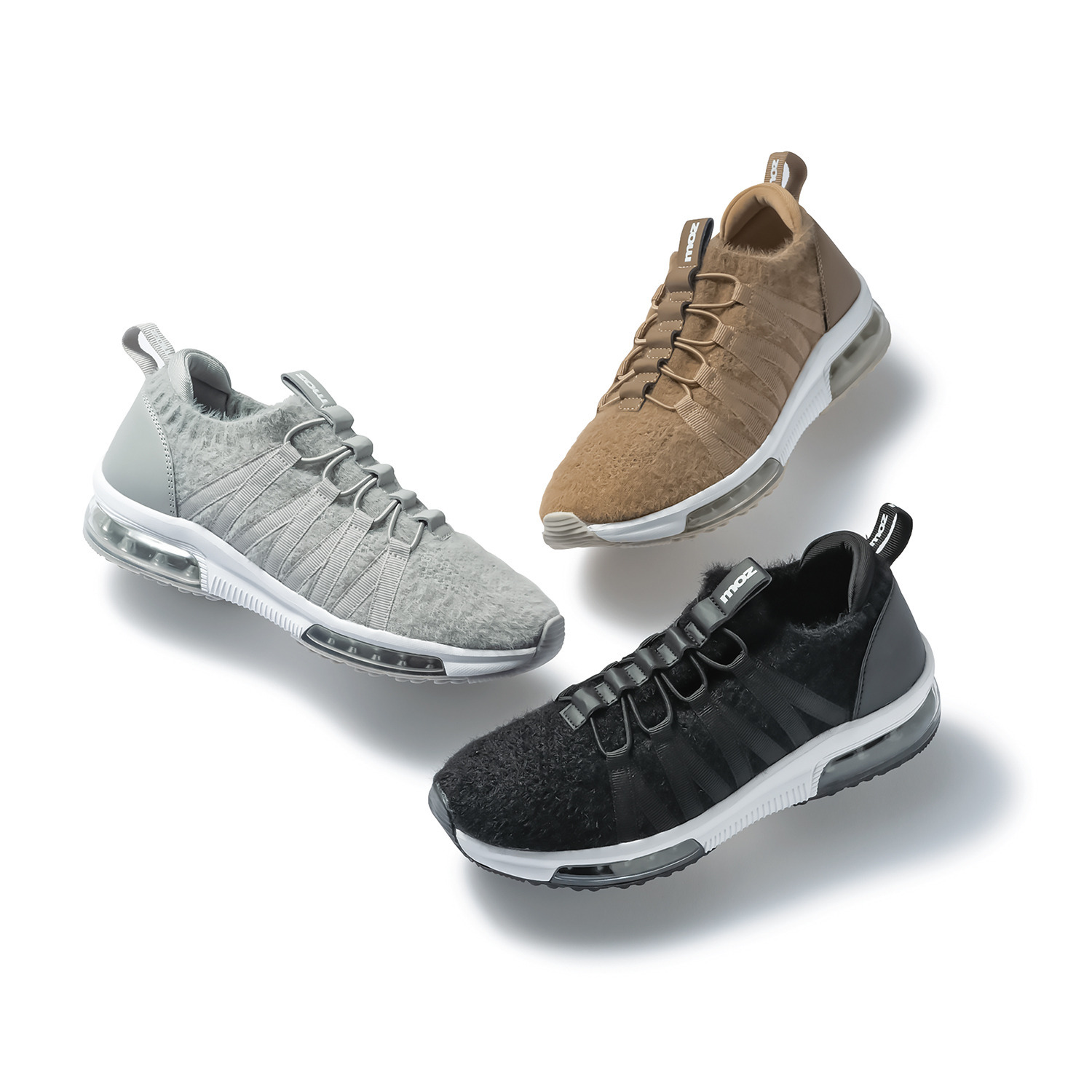 モズ ふわふわニット使用 ダブルエアソール 軽量スニーカー