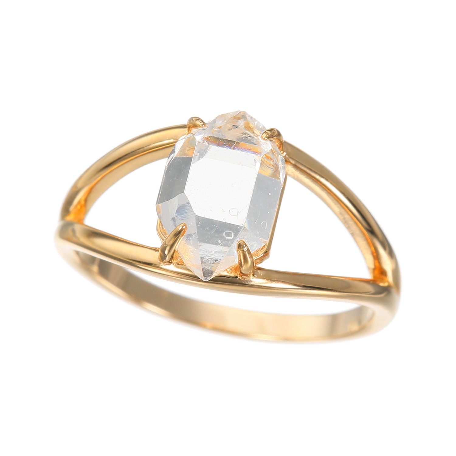 ハーキマーダイヤモンド ９ｍｍＵＰ ロッククリスタルクォーツ ダブルラインリング “イーヴィルアイ”