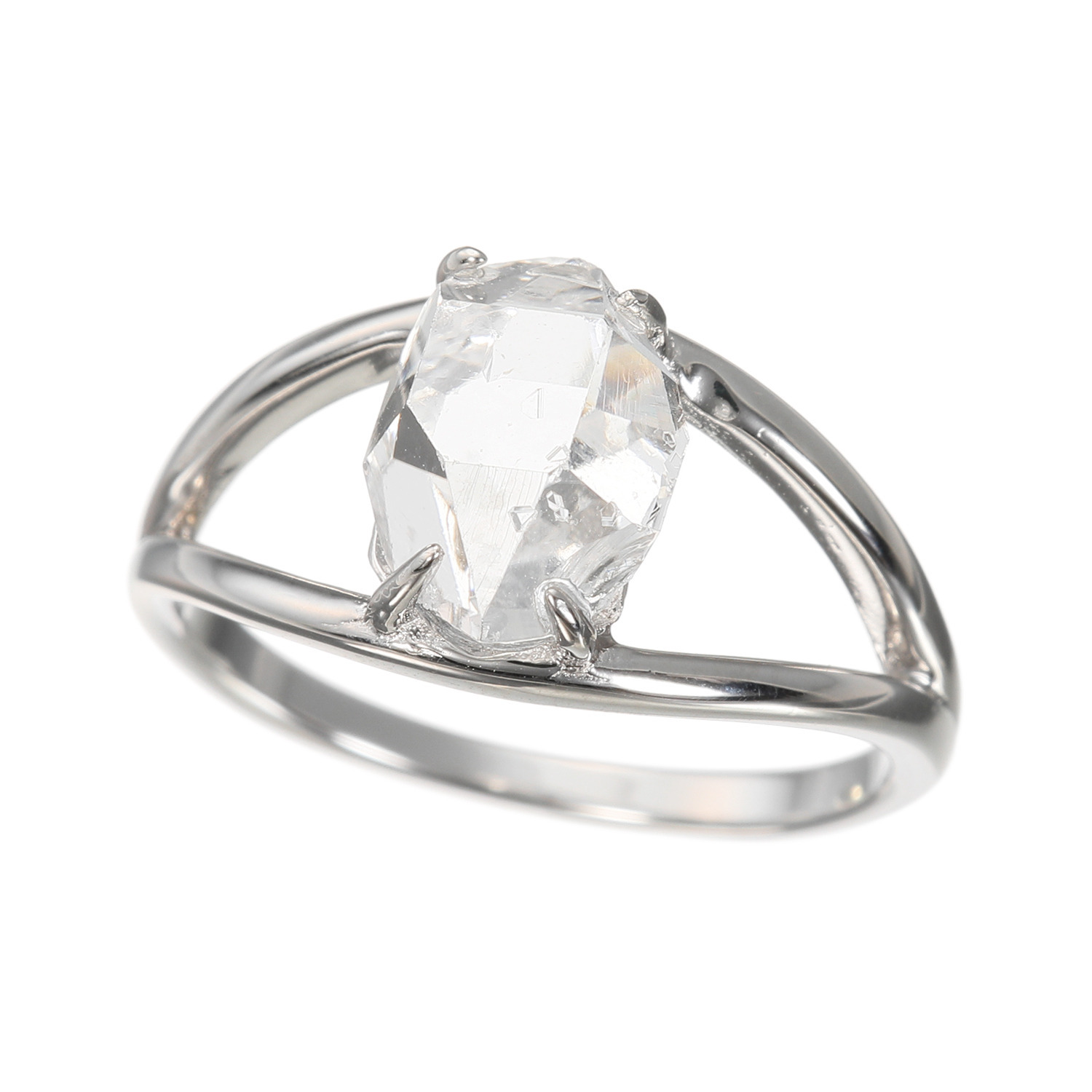 ハーキマーダイヤモンド ９ｍｍＵＰ ロッククリスタルクォーツ ダブルラインリング “イーヴィルアイ”