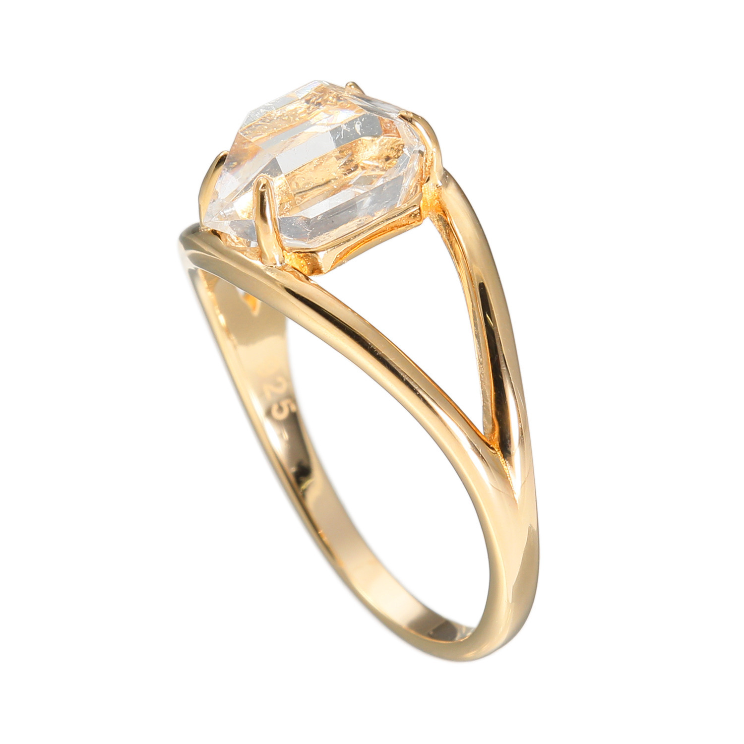 ハーキマーダイヤモンド ９ｍｍＵＰ ロッククリスタルクォーツ ダブルラインリング “イーヴィルアイ”