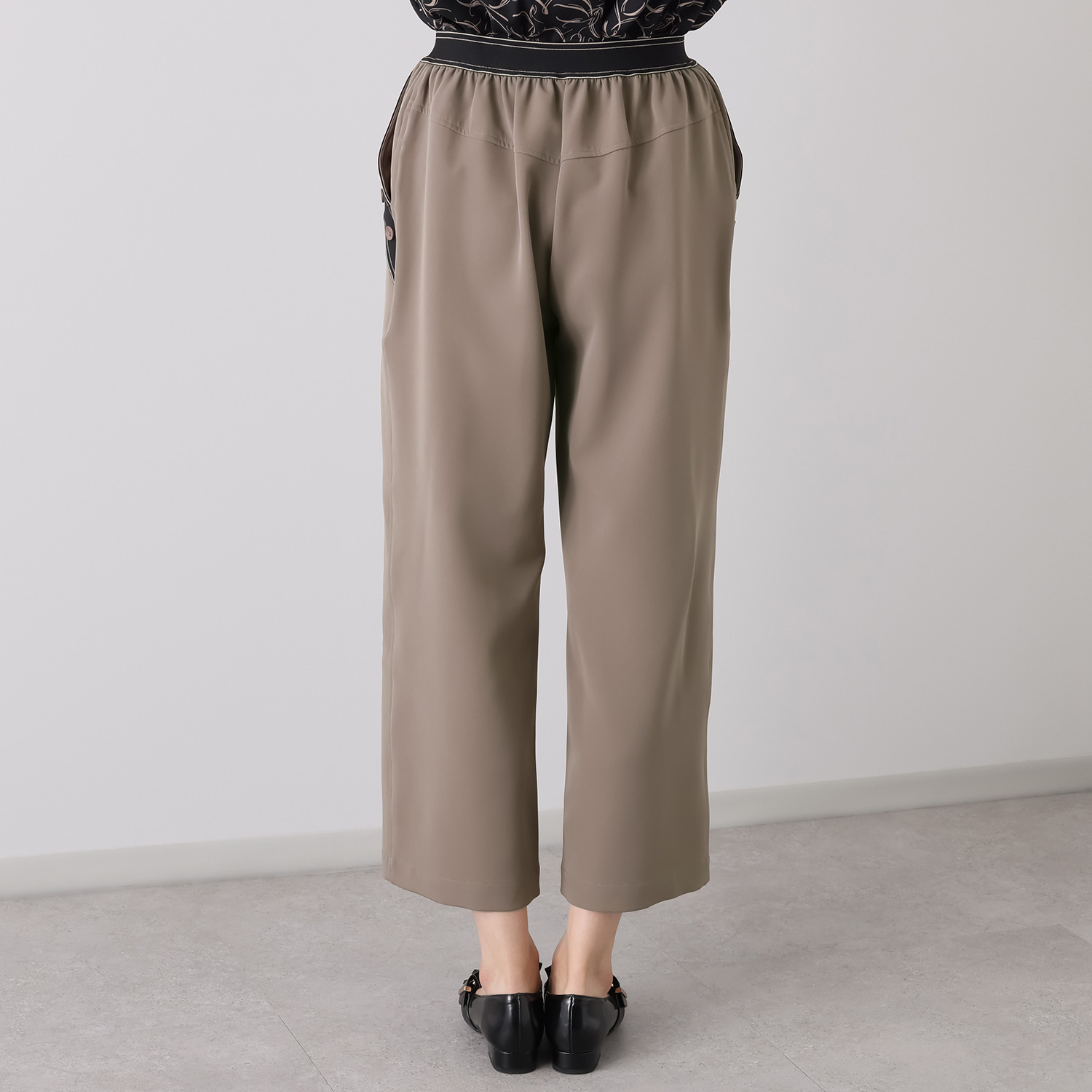 スタイル・ラヴィー テープアクセント ストレッチワイドパンツ