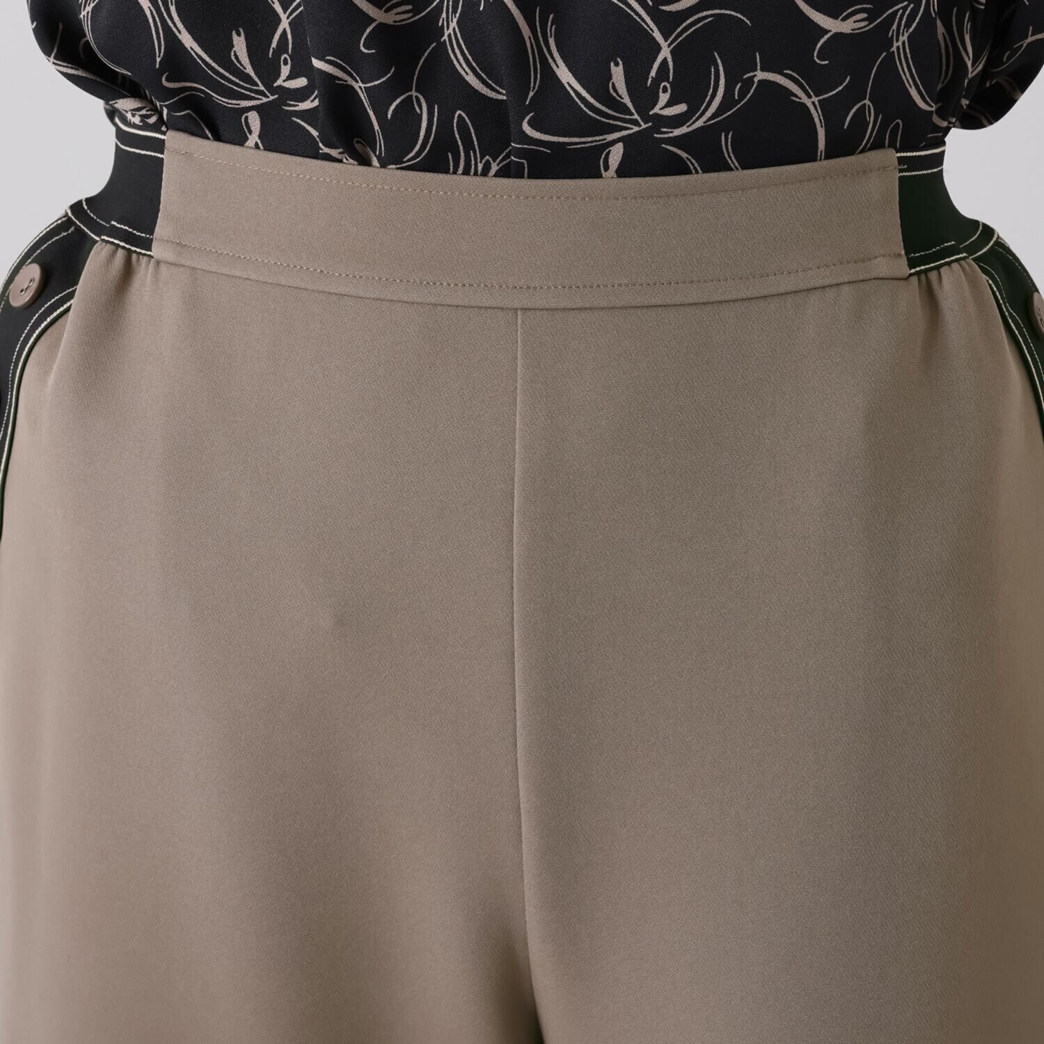 スタイル・ラヴィー テープアクセント ストレッチワイドパンツ